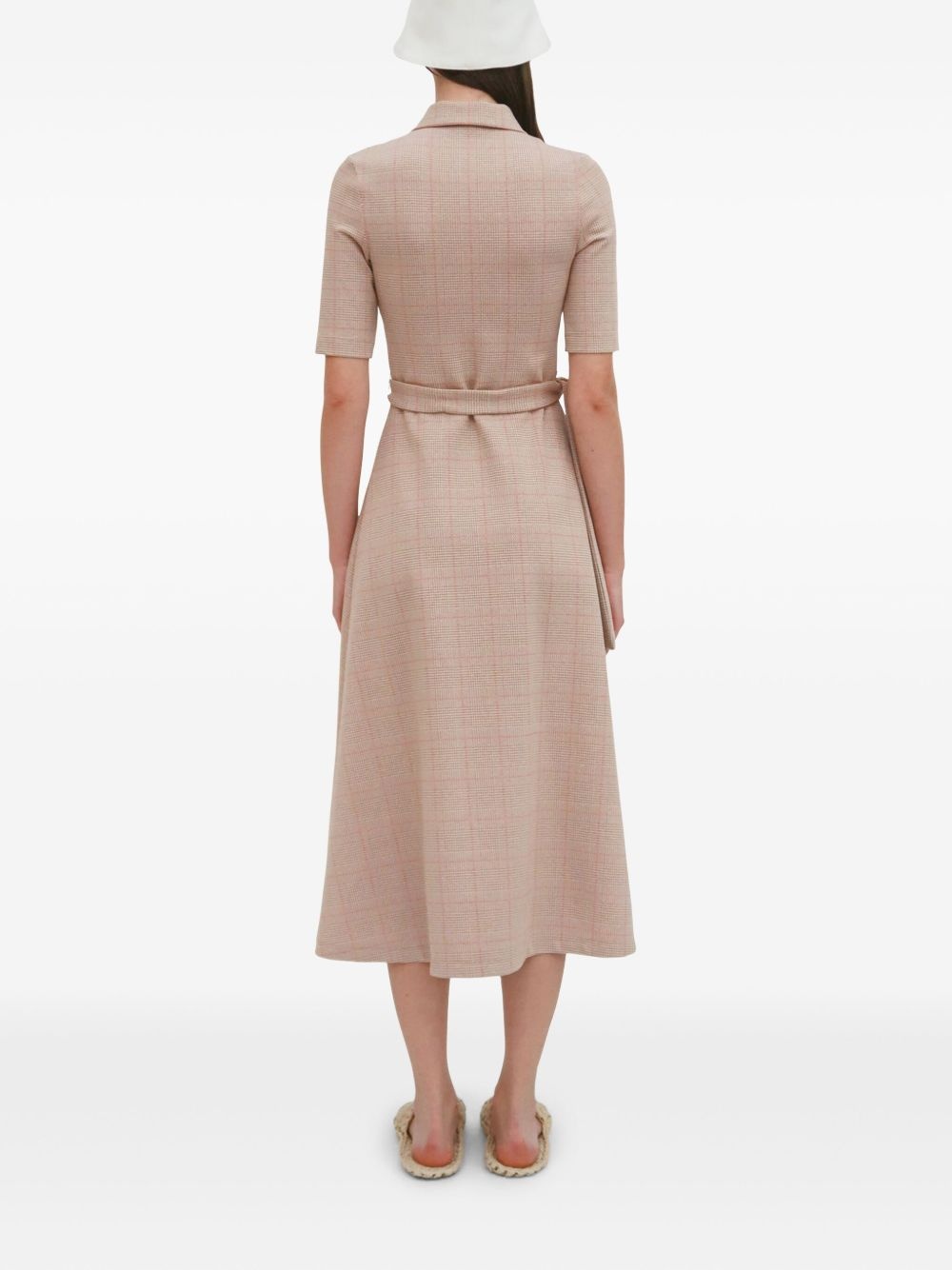 plaid-pattern polo dress - 5