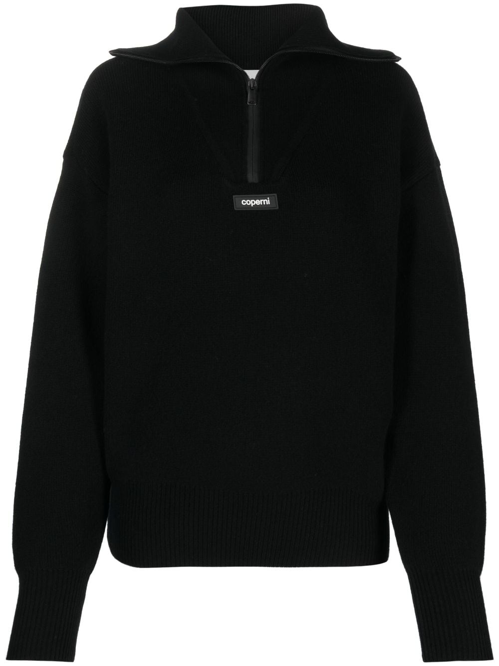 logo patch half-zip jumper - 1