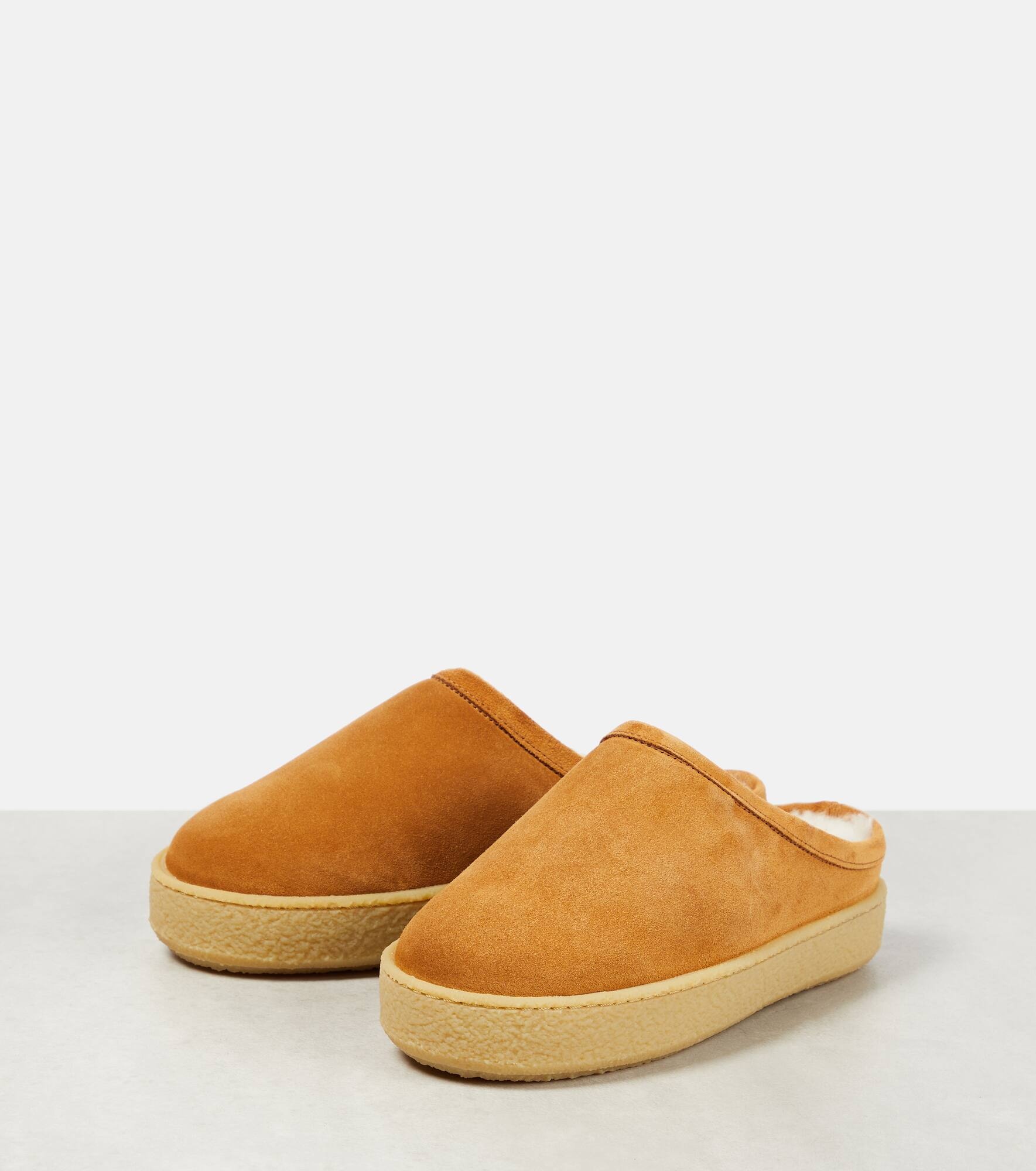 Fozee shearling-lined suede slippers - 5