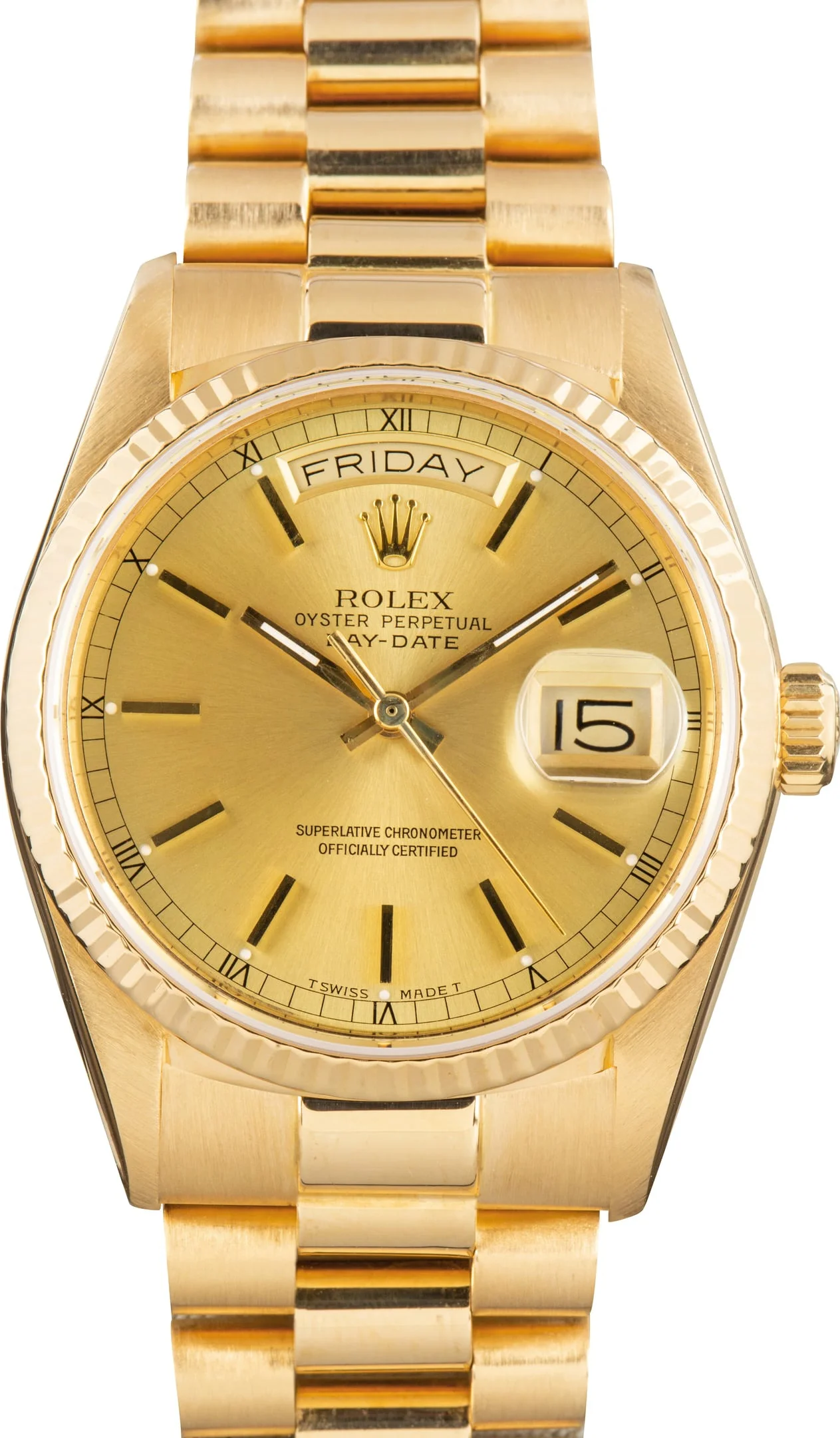 Used Rolex Day-Date 36 Champagne Dial Ref 18038 Yellow Gold - 1