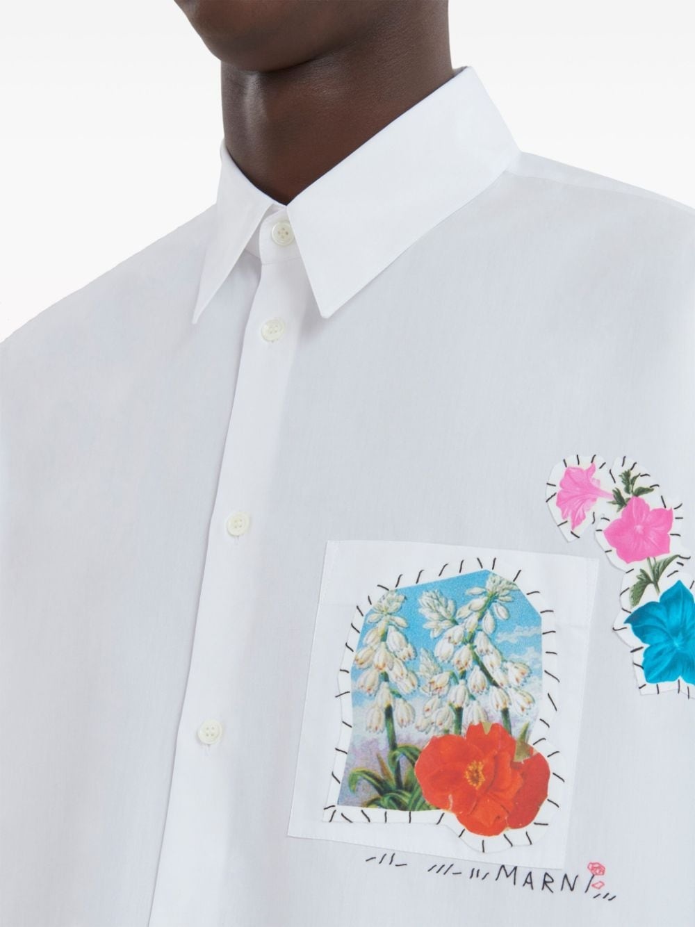 floral-appliquÃ© cotton shirt - 5