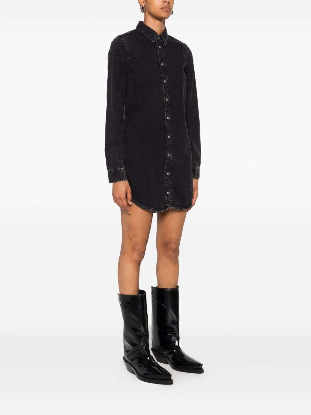 long-sleeve denim shirt mini dress - 3