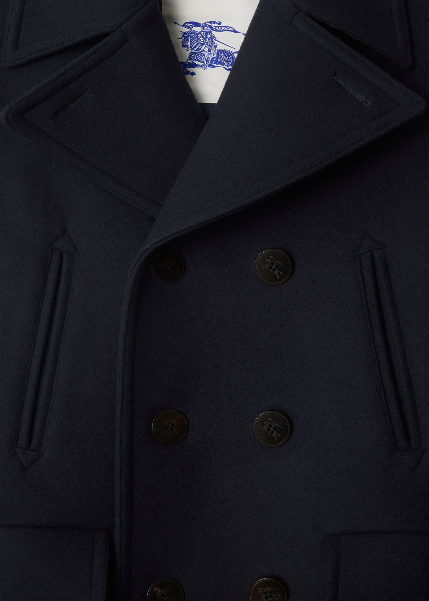 Men's Wool Check-Undercollar Pea Coat - 4