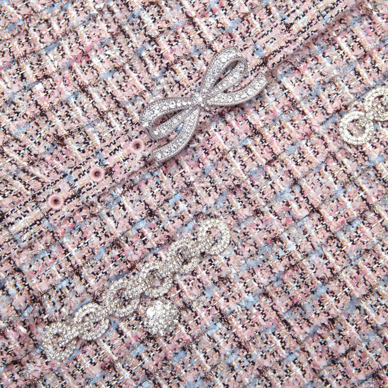 Pink Boucle Chiffon Midi Dress 5