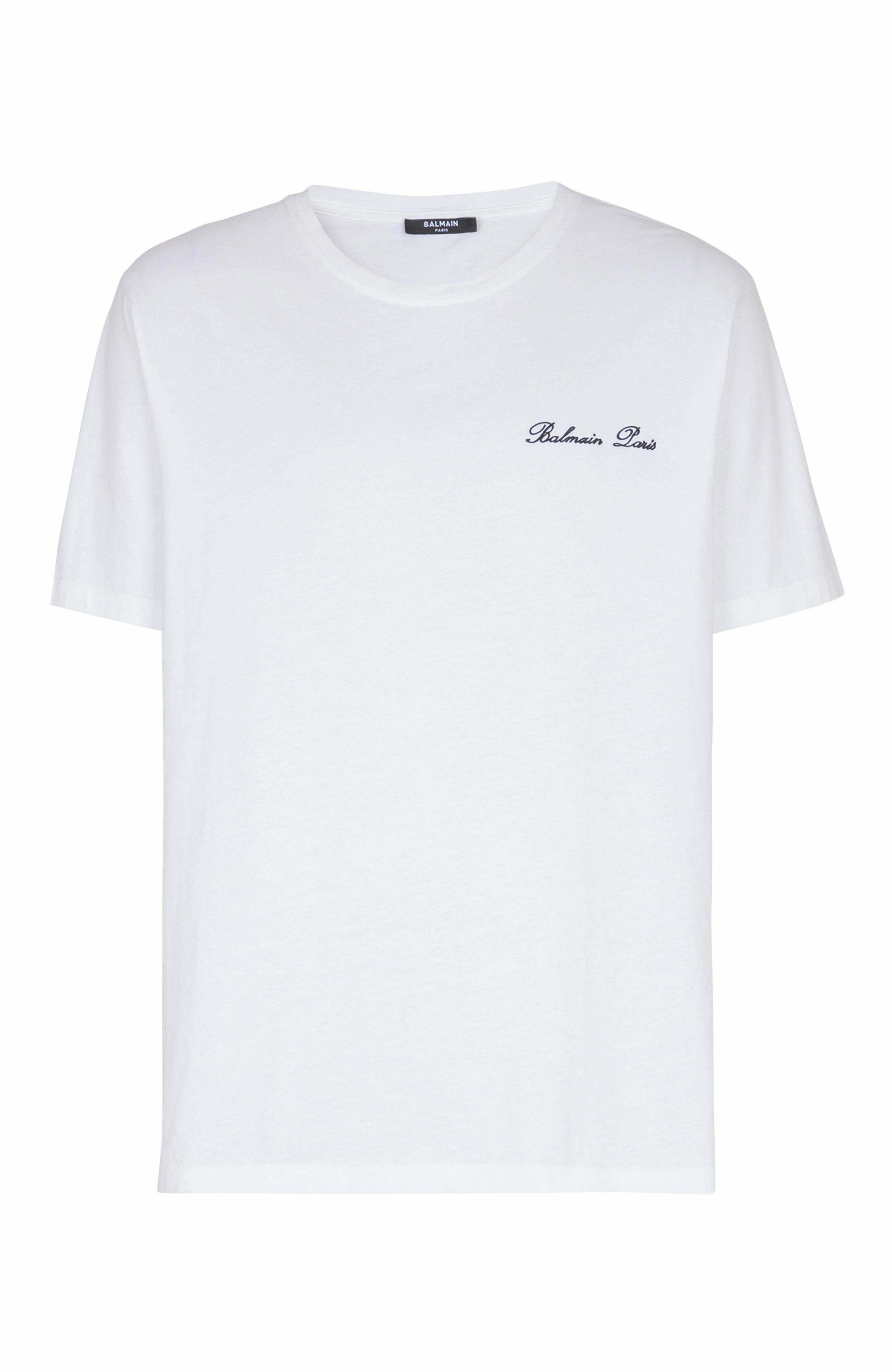 Embroidered Balmain Signature T-shirt in White at Nordstrom - 5
