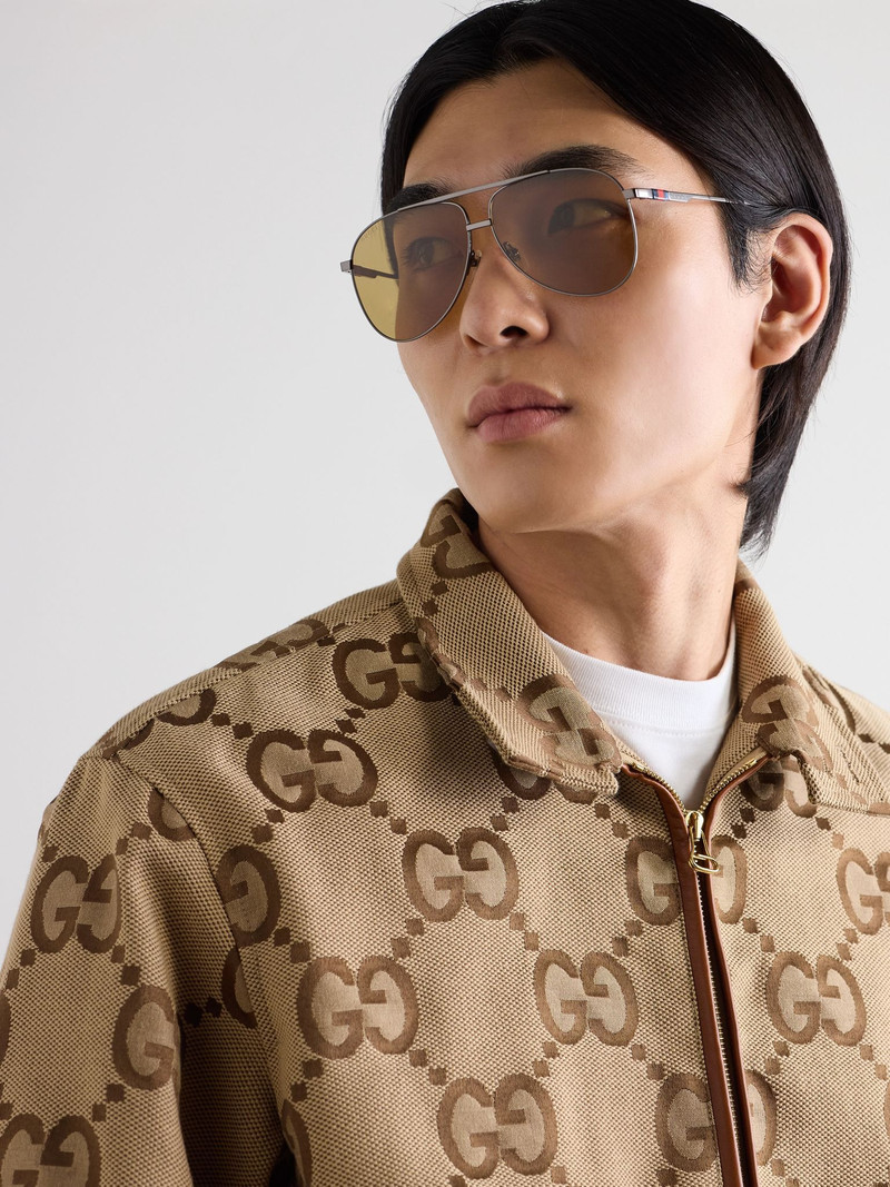 GUCCI Aviator-Style Gunmetal-Tone Sunglasses Brown outlook