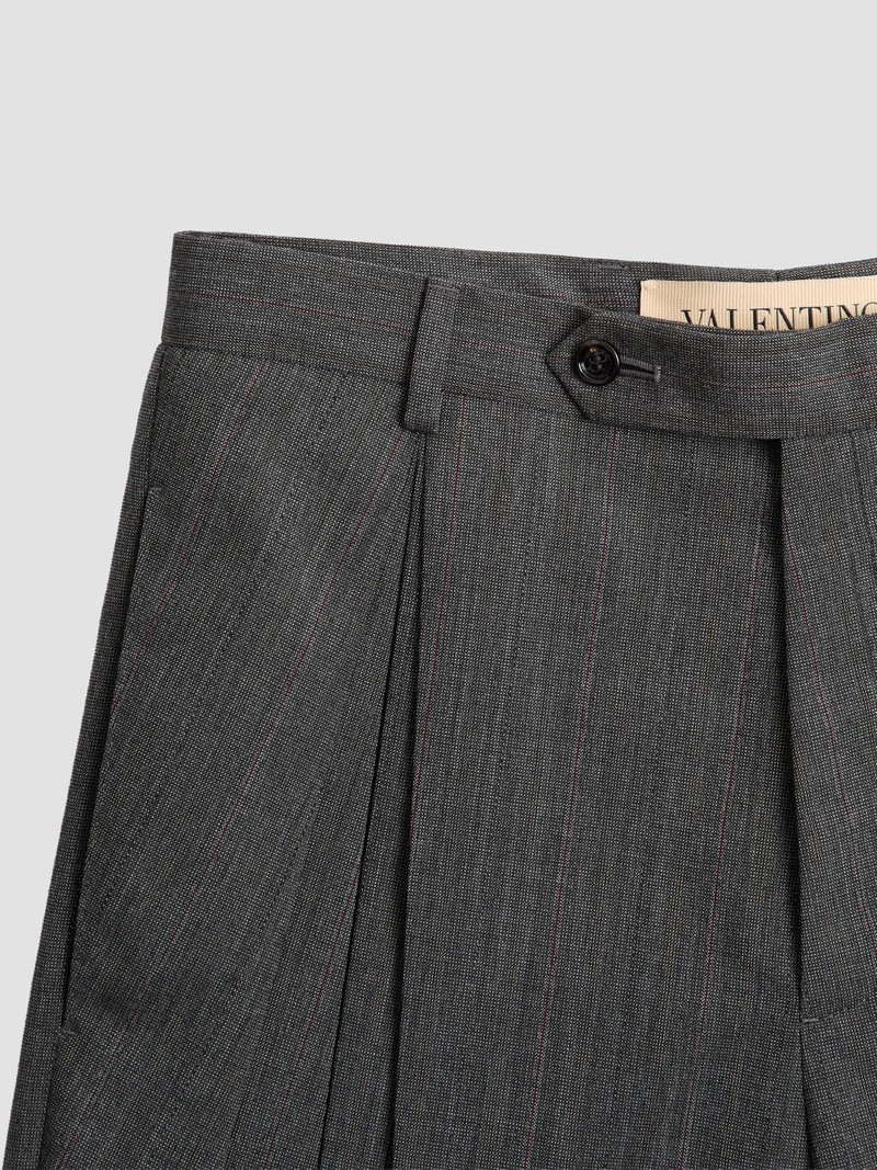 Men's Pinstripe Wool Pants with Pleats - Gray 6