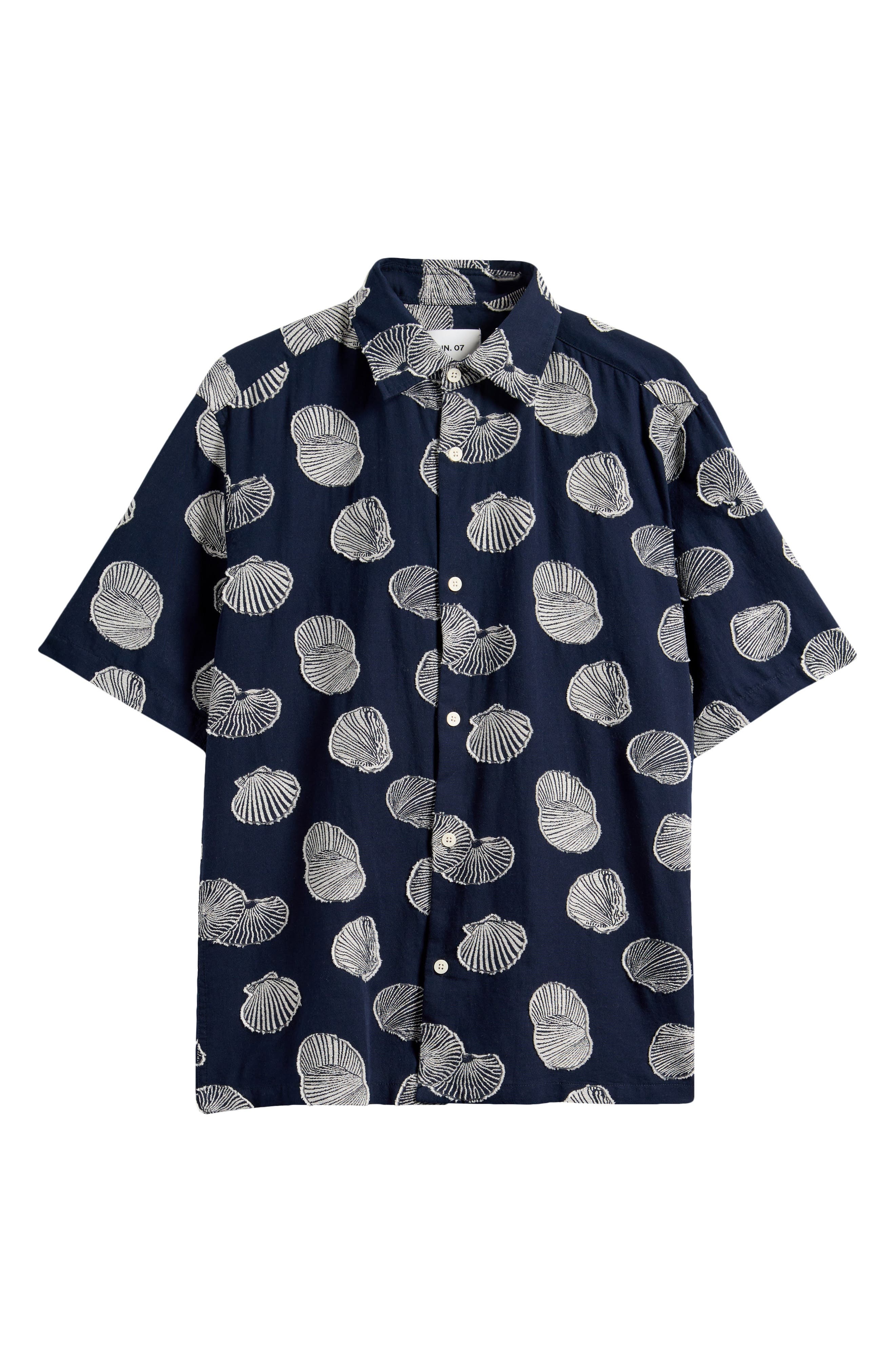 NN07 Freddy 5715 Short Sleeve Button-Up Shirt in Navy Blue at Nordstrom - 6