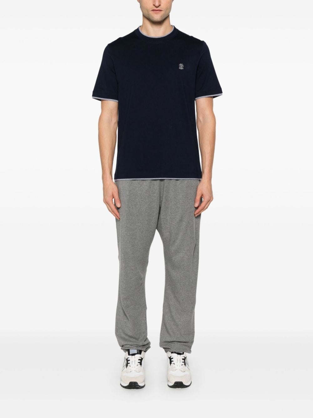 Brunello Cucinelli Men Cotton Jersey Crew-Neck T-Shirt With Logo And Faux-Layering - 2
