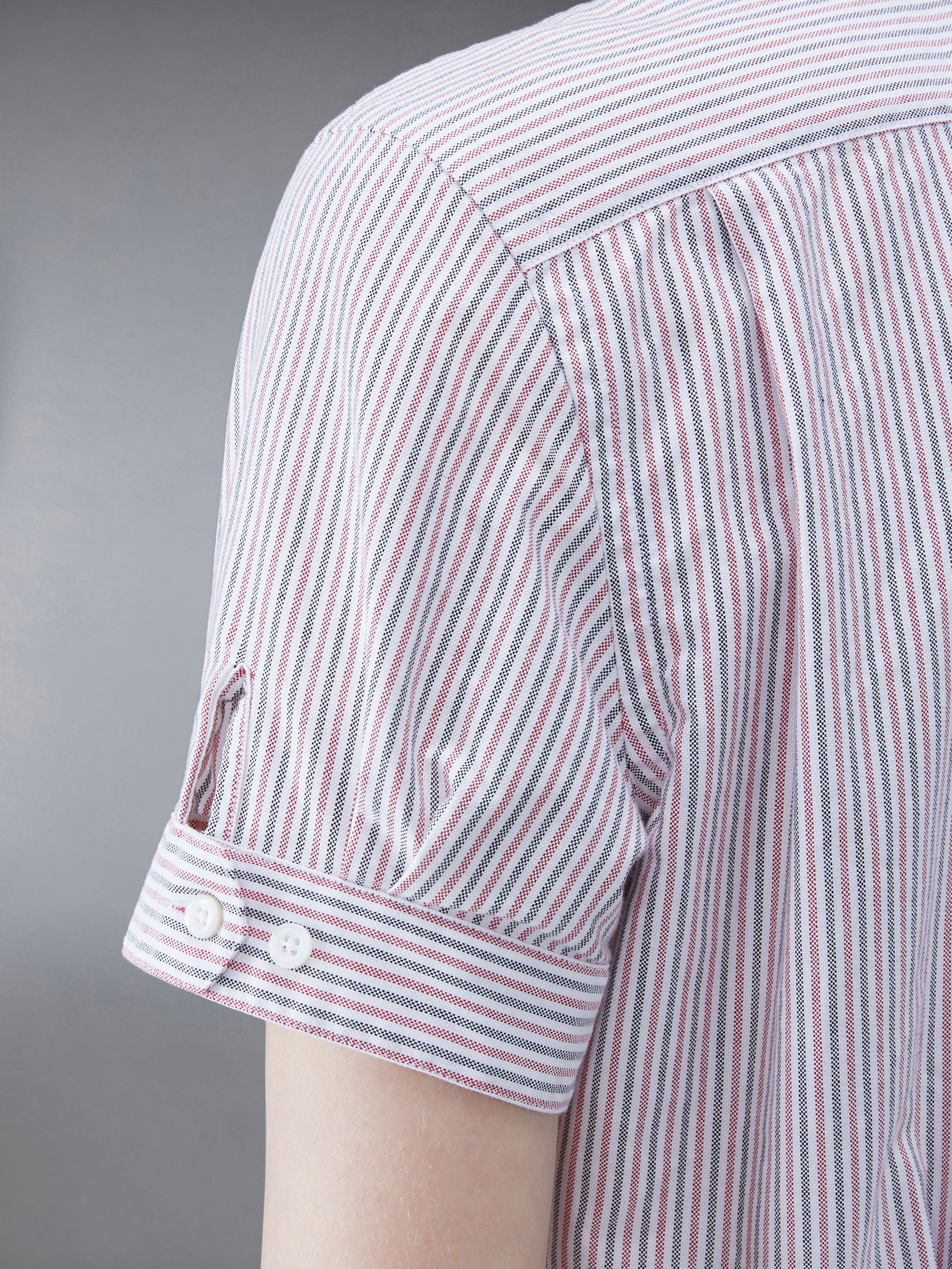 Stripe Oxford Short Sleeve Blouse - 6
