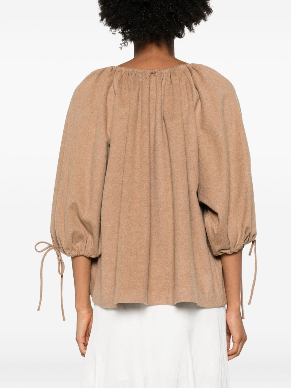 tie-neck puff-sleeve top - 4
