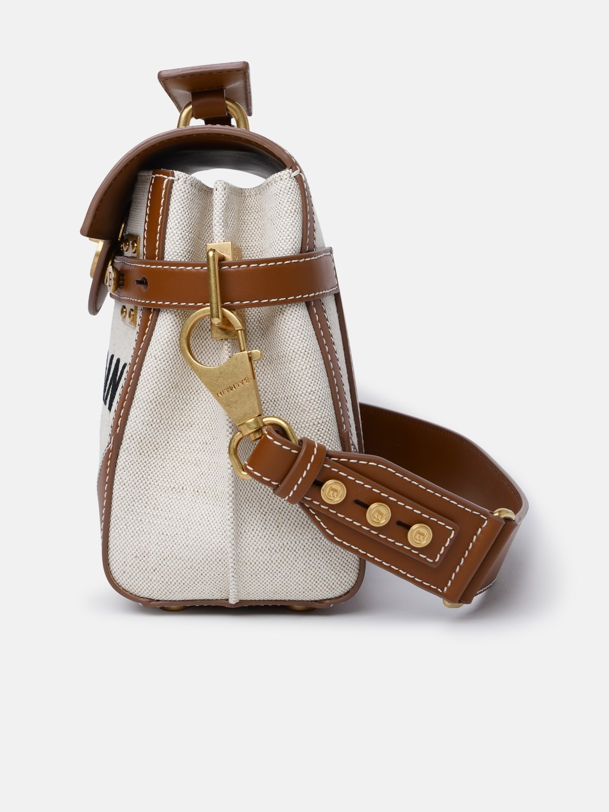 'B-BUZZ 23' BROWN LEATHER AND FABRIC BAG - 2