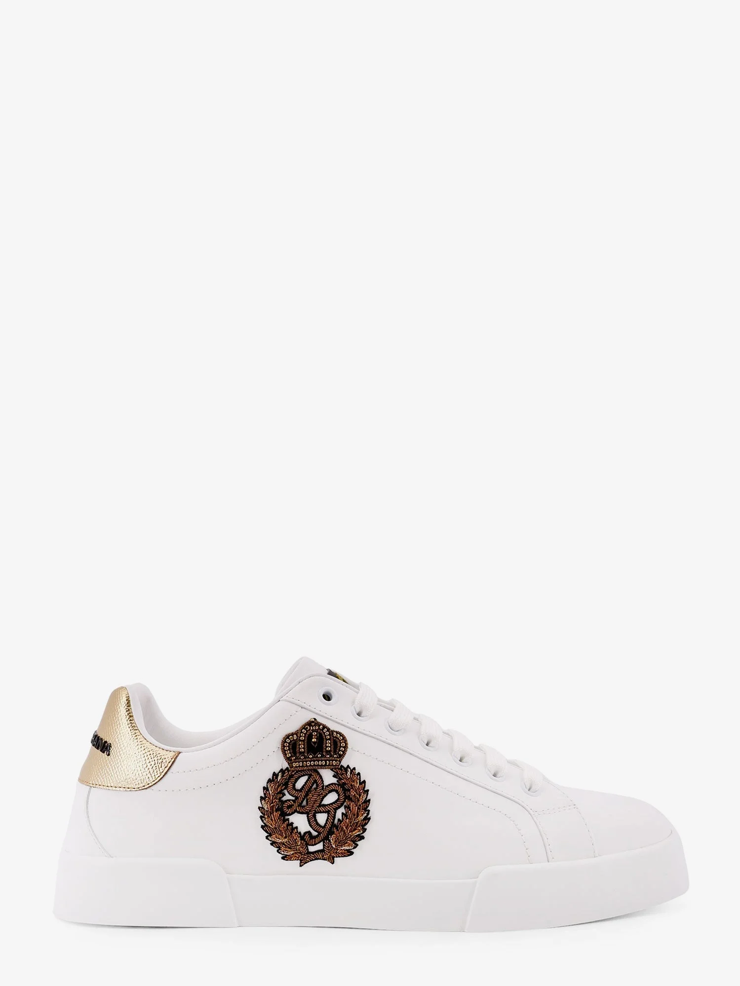 Dolce & Gabbana Men Leather Sneakers With Iconic Patch Logo On The Side - 1