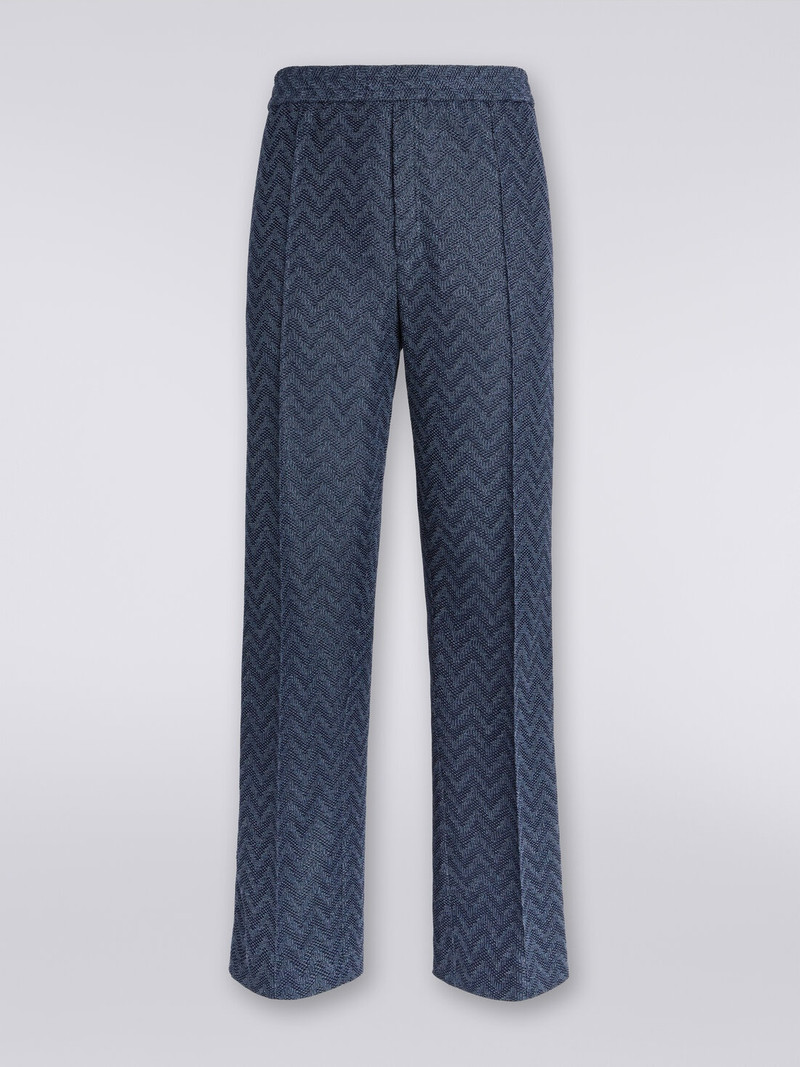 Straight cotton knit chevron trousers 1