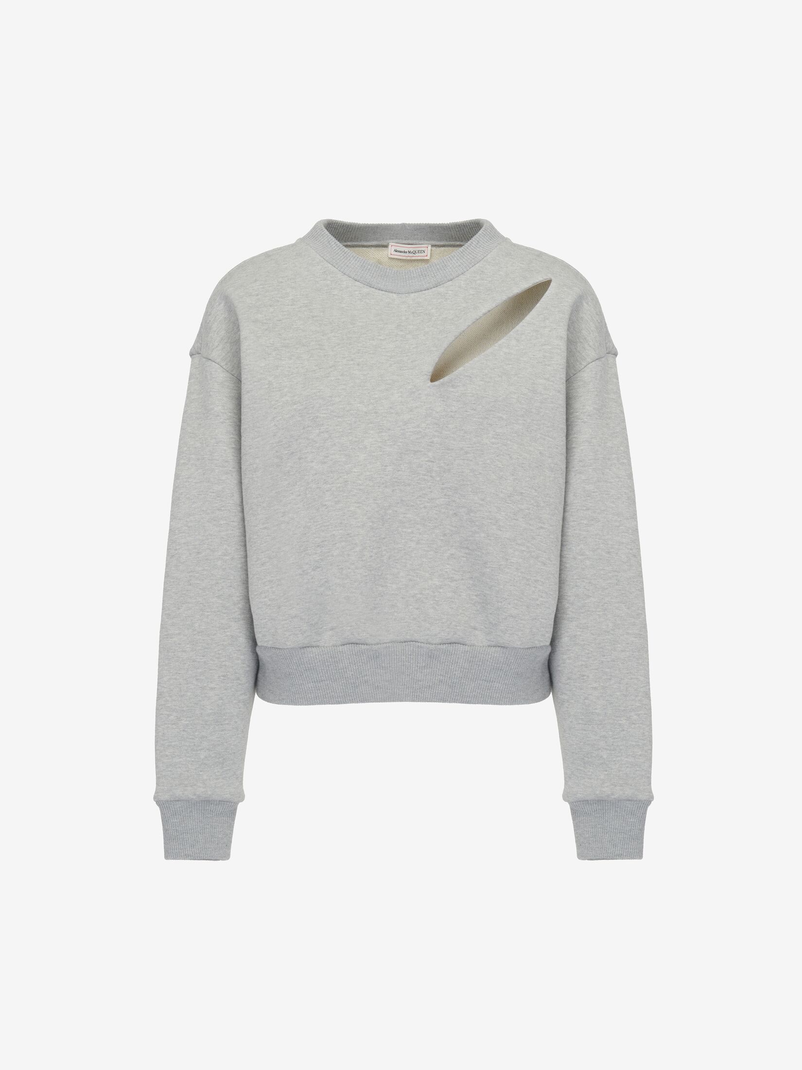 Women's Slashed Sweatshirt in Grey Melange - 1