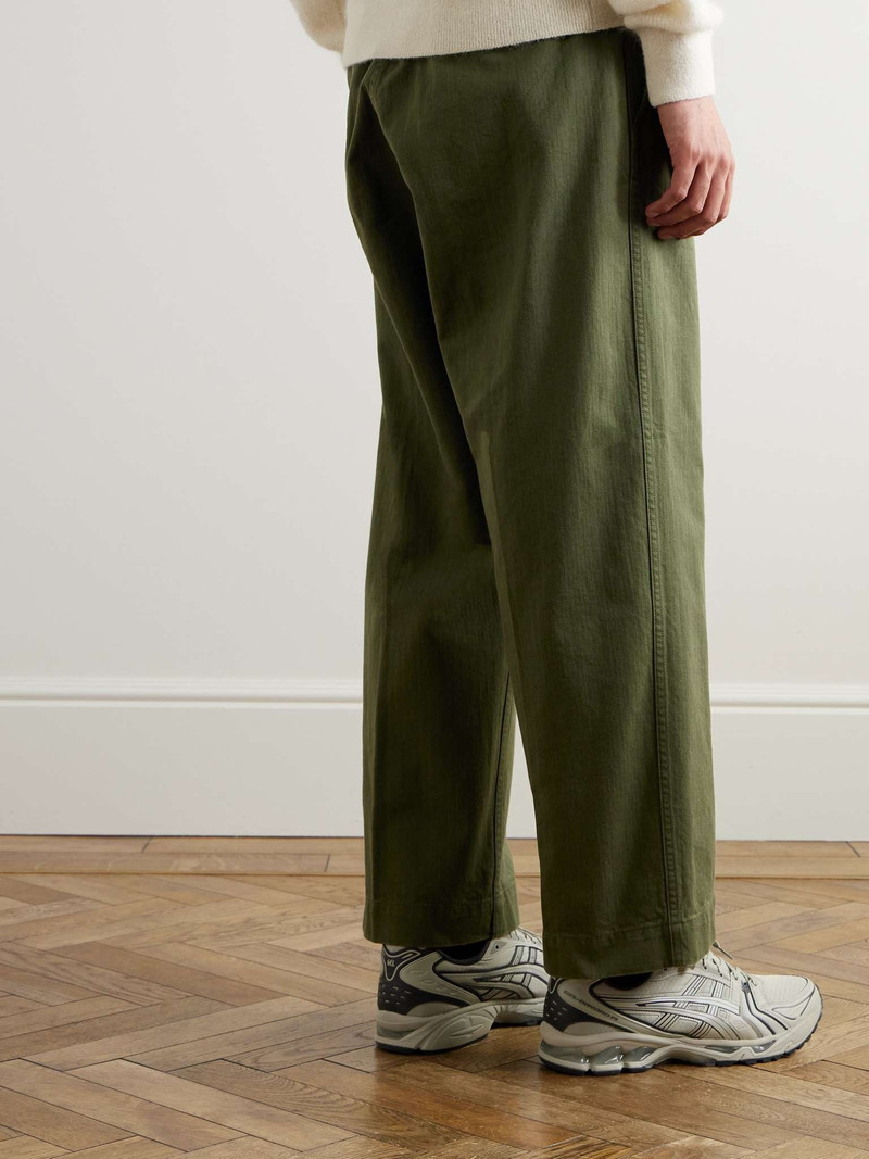 Wide-Leg Herringbone Cotton Trousers 4