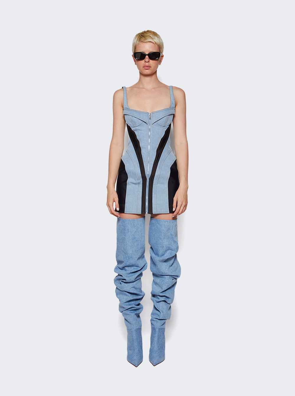 Jahleel Thigh High Boots Blue Denim - 2
