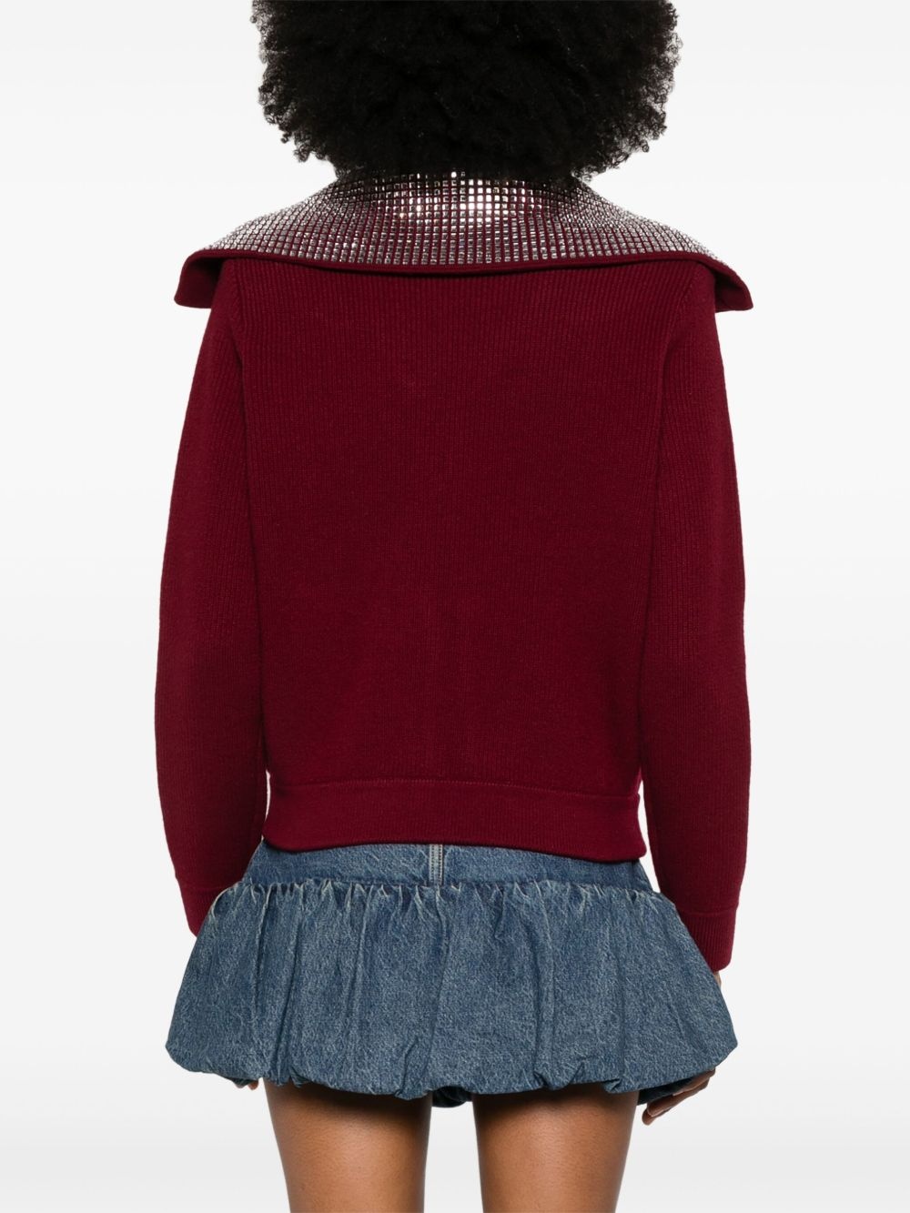 Diamante-collar cardigan - 4