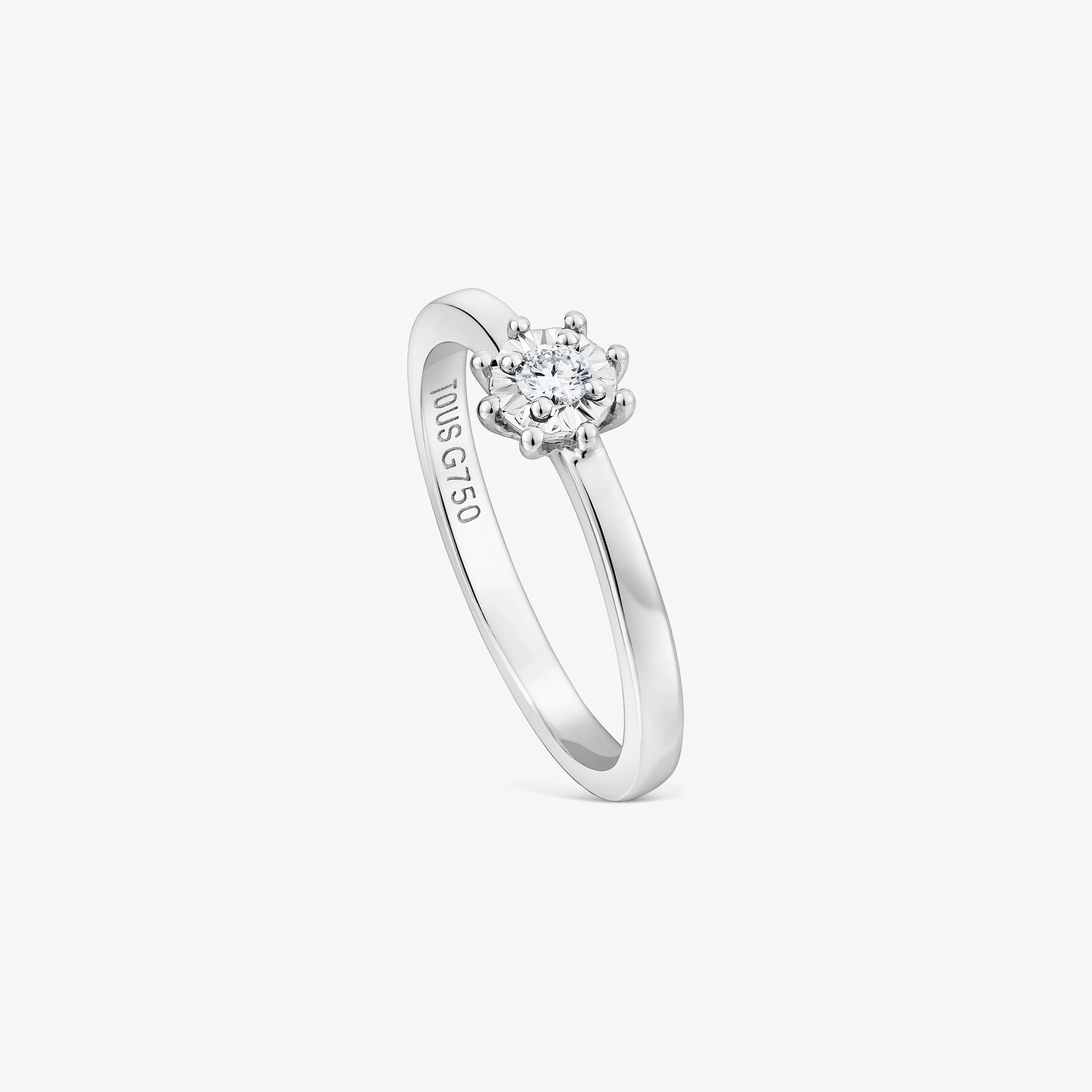 18K white gold TOUS Les Classiques Ring with small Diamond rosette. 0.08ct - 1