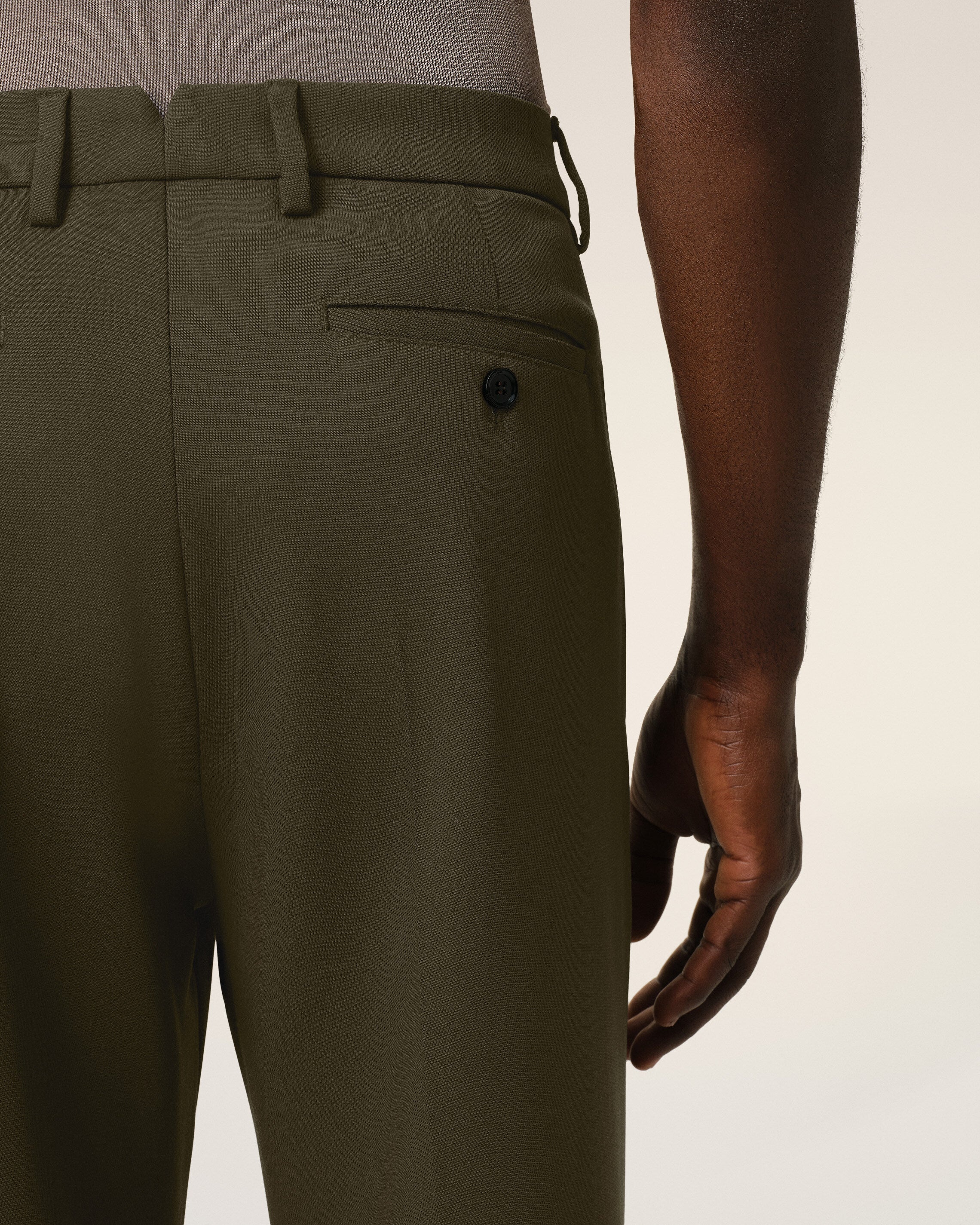 GREEN WOOL STRAIGHT FIT TROUSERS - 5