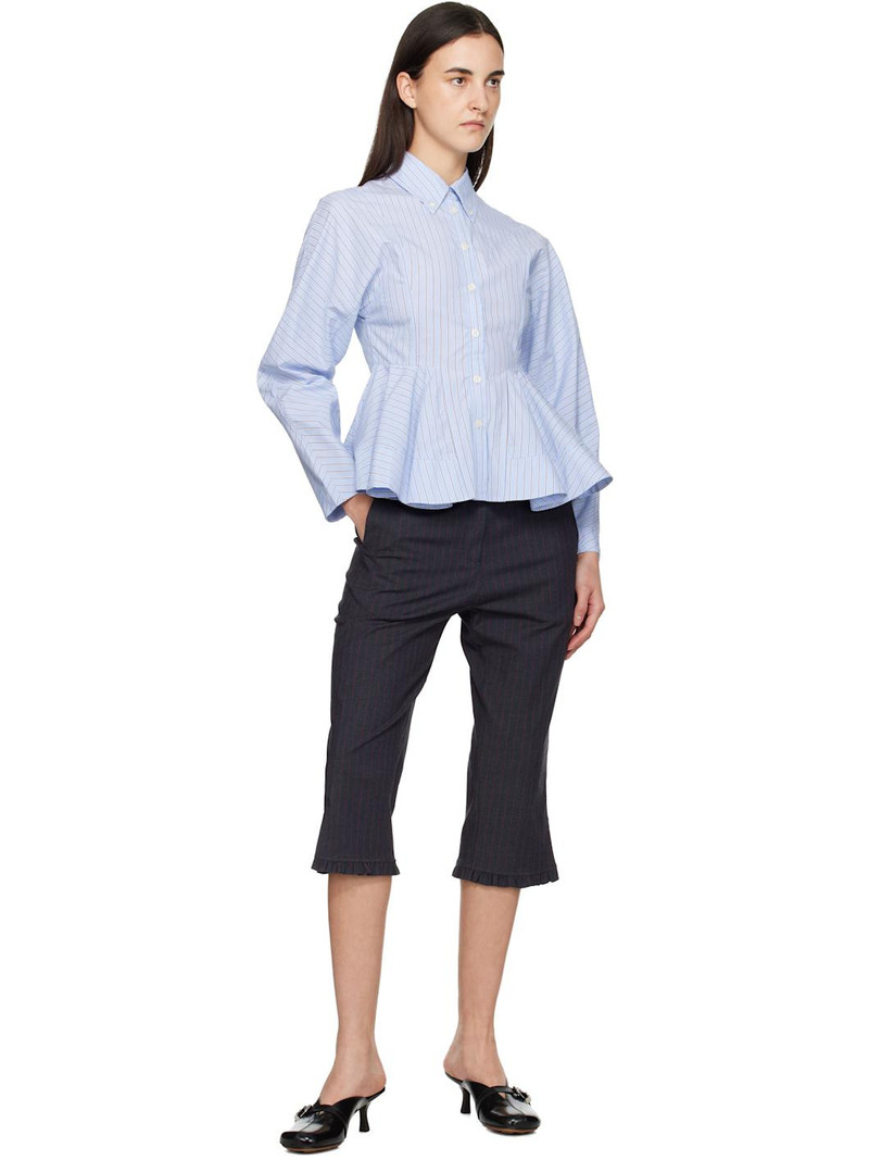 GANNI Blue Stripe Peplum Shirt outlook