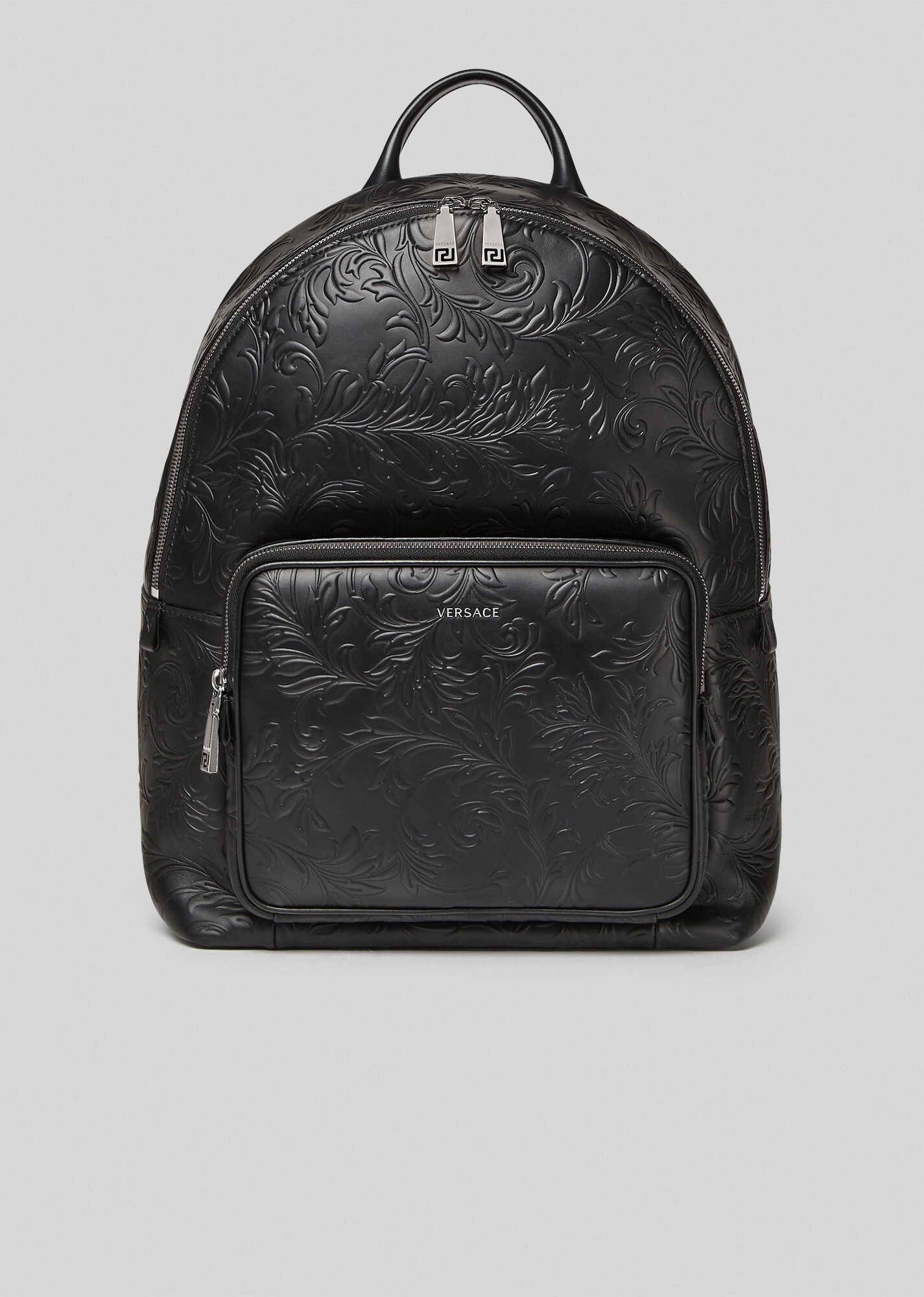 Embossed Barocco Leather Backpack - 1