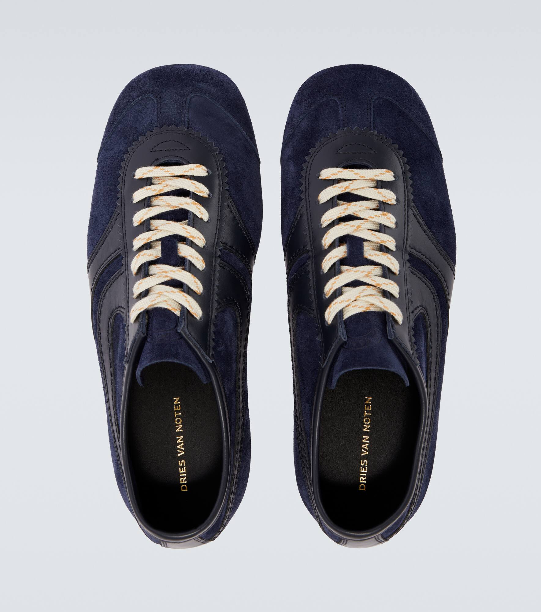 Leather-trimmed suede sneakers - 4