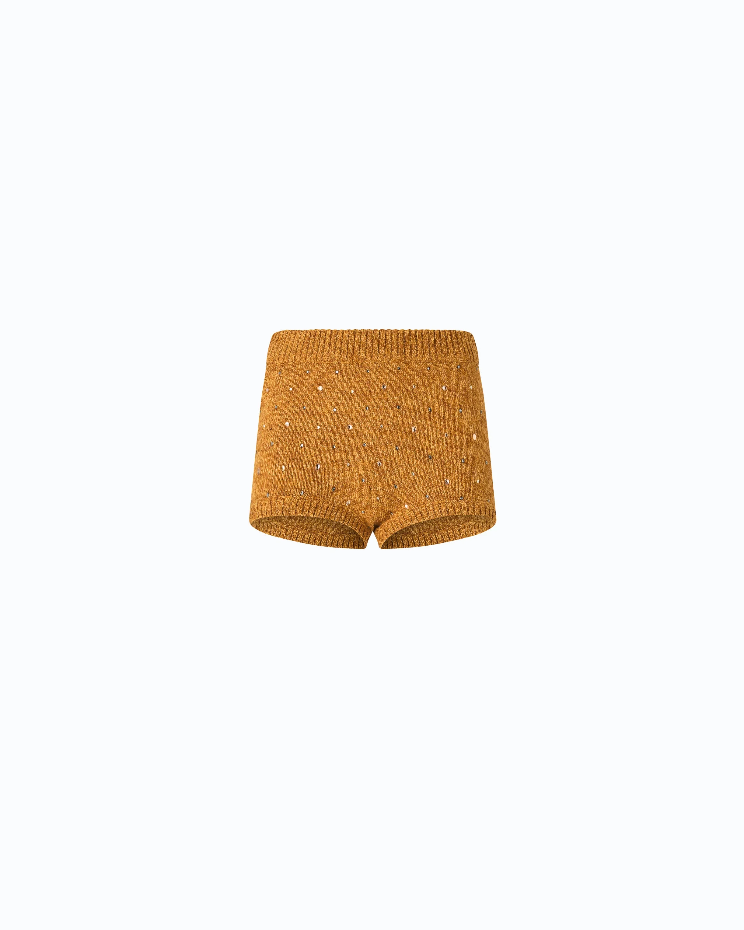 FULLY RHINESTONED WOOL-BLEND SHORTS - 1