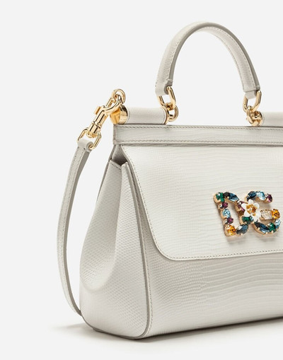 Dolce & Gabbana Small calfskin Sicily bag with iguana-print and DG crystal logo patch outlook