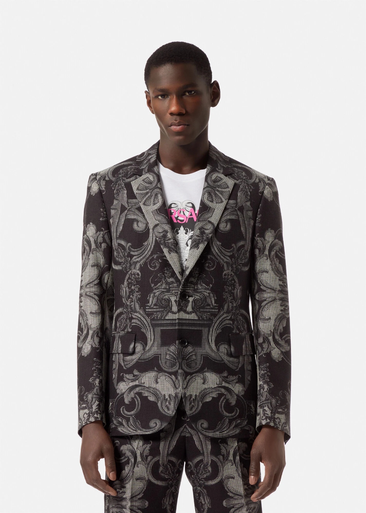 Silver Baroque Wool Blazer - 3