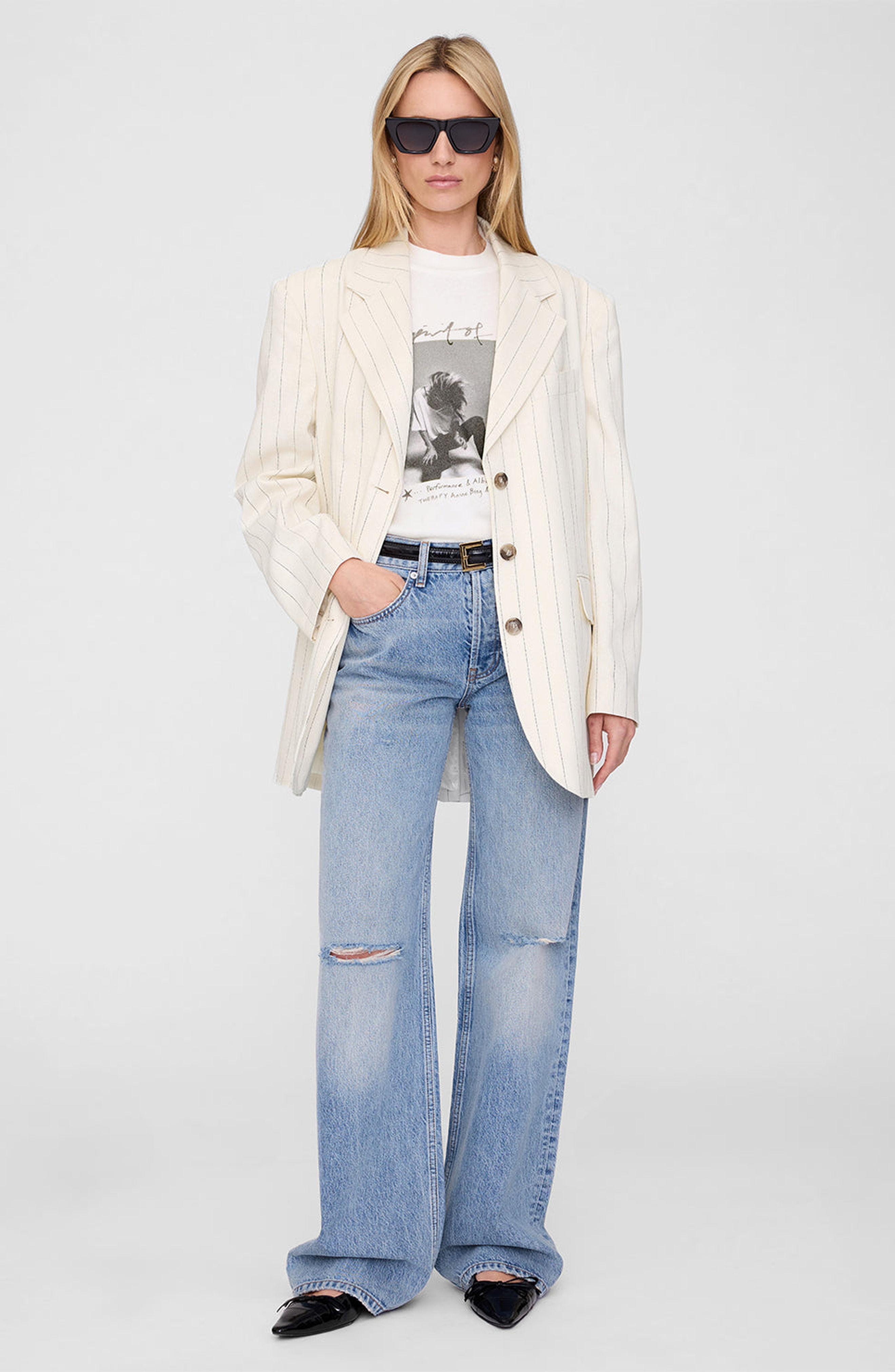 ANINE BING Ashton Tee Concert T-Shirt in Ivory at Nordstrom - 5