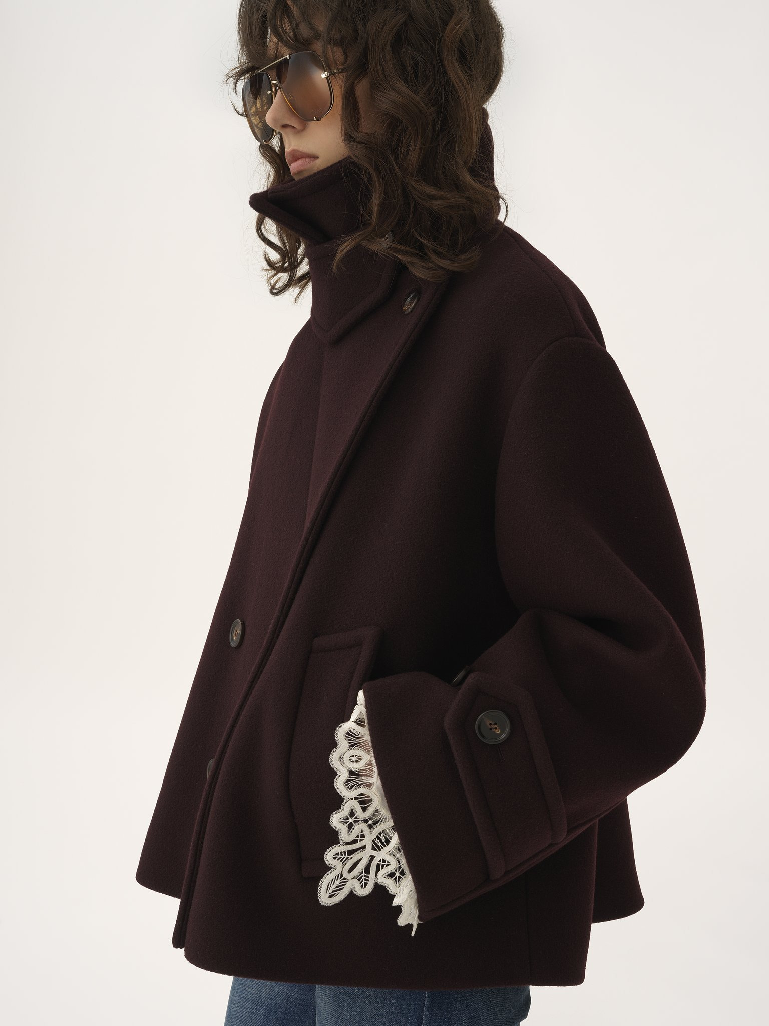OVERSIZED SHORT COAT IN WOOL - 7