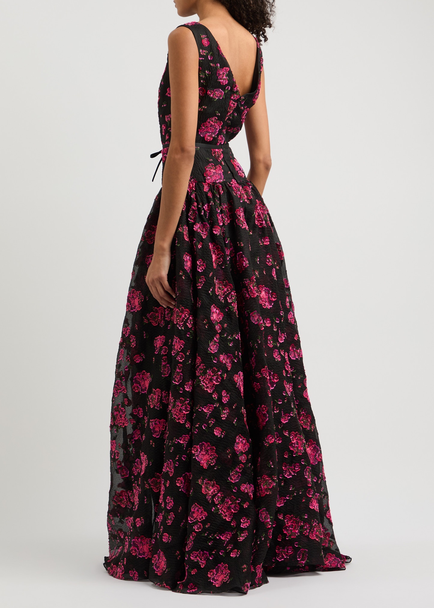 Floral-jacquard cloqué gown - 3