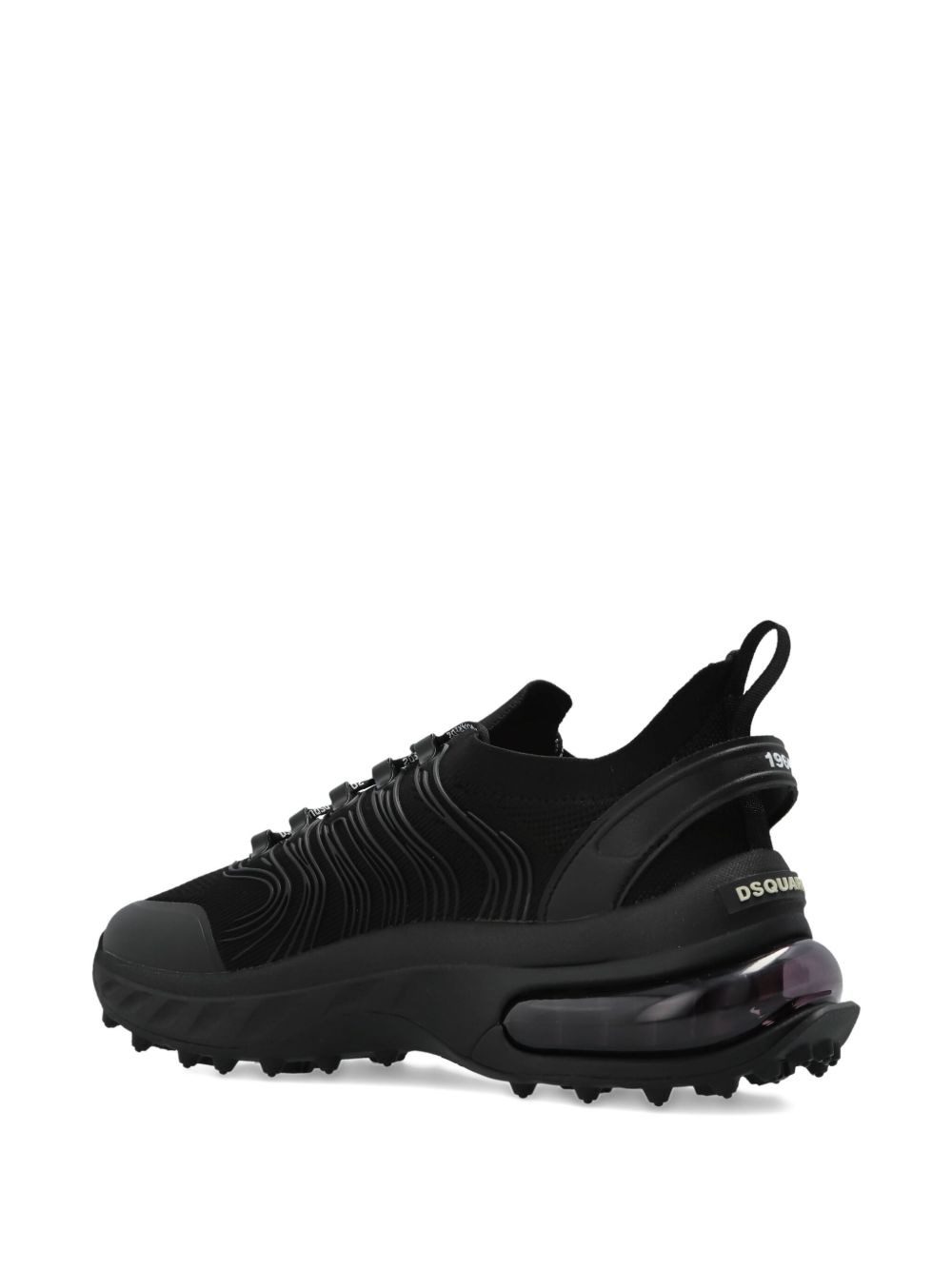 textured lace-up sneakers - 4