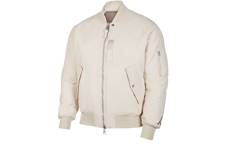 Men's Air Jordan Essentials Ma-1 Reversible Aviator Woven logo Padded Clothes Lime Grey Jacket DA979 - 4