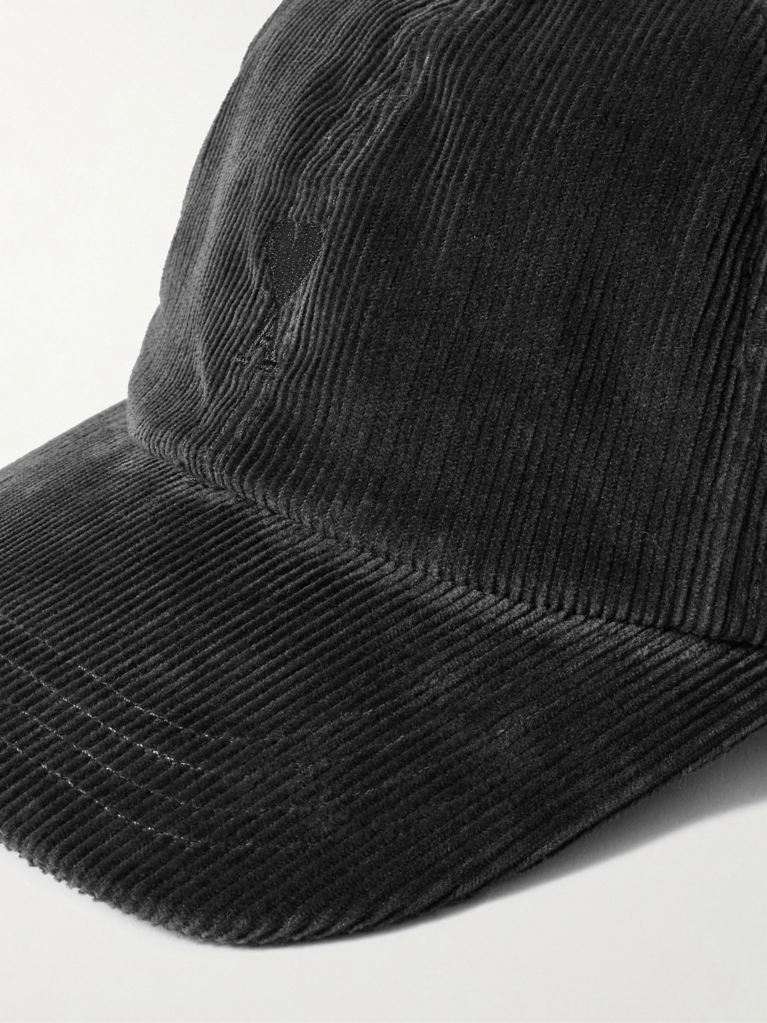 Logo-Embroidered Cotton-Corduroy Baseball Cap Black - 4
