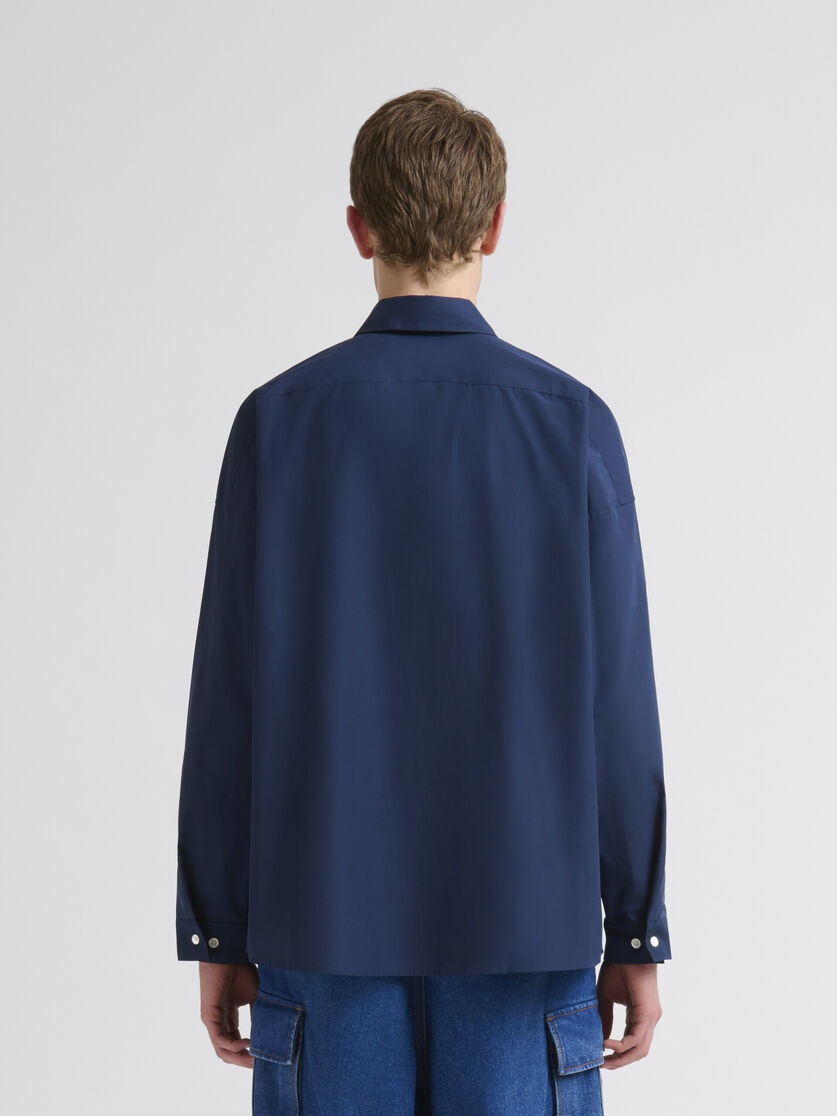 DEEP BLUE COTTON LONG-SLEEVED SHIRT WITH SNAKE PRINT - 3