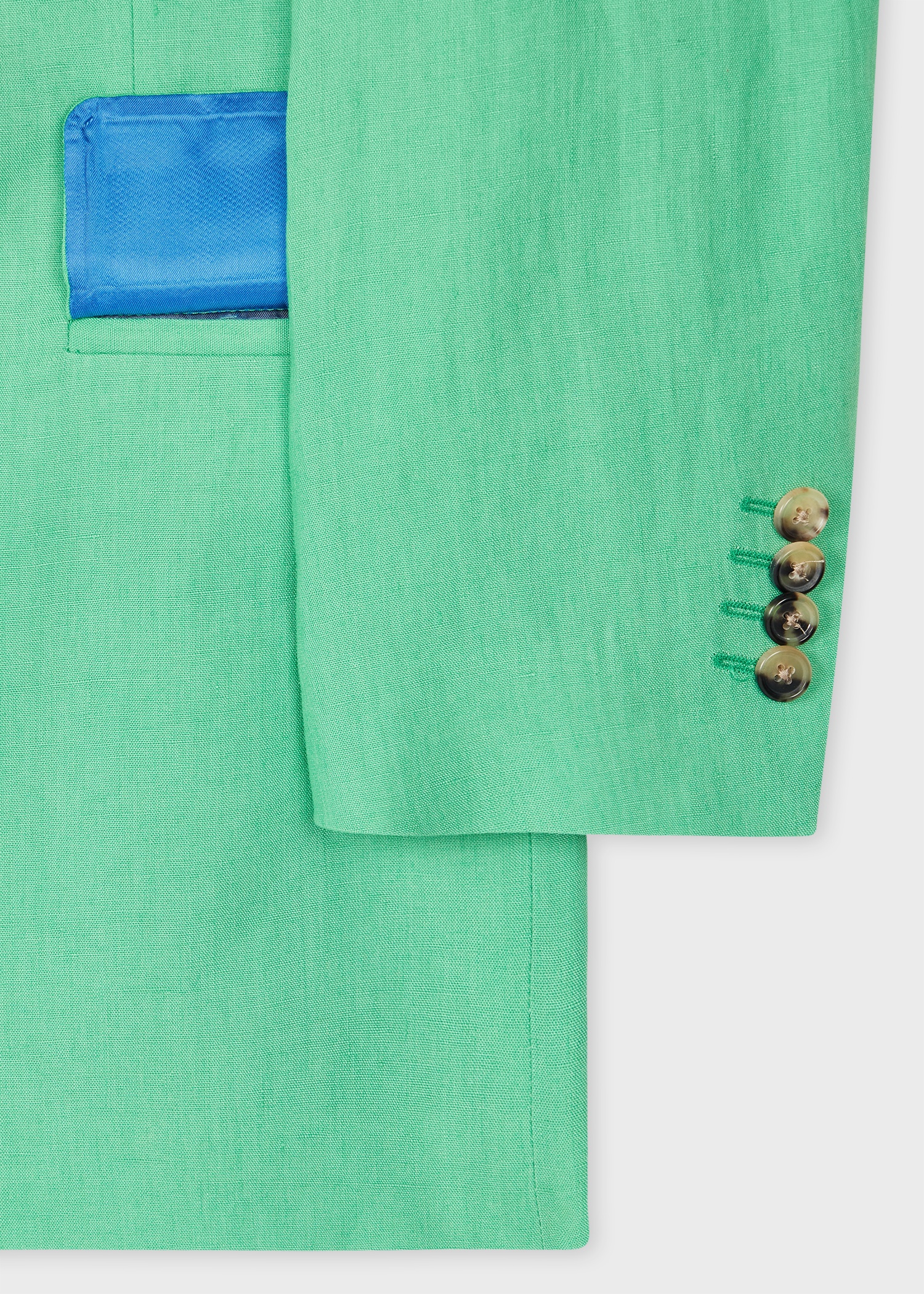 Turquoise Green Linen Buggy-Lined Blazer - 3