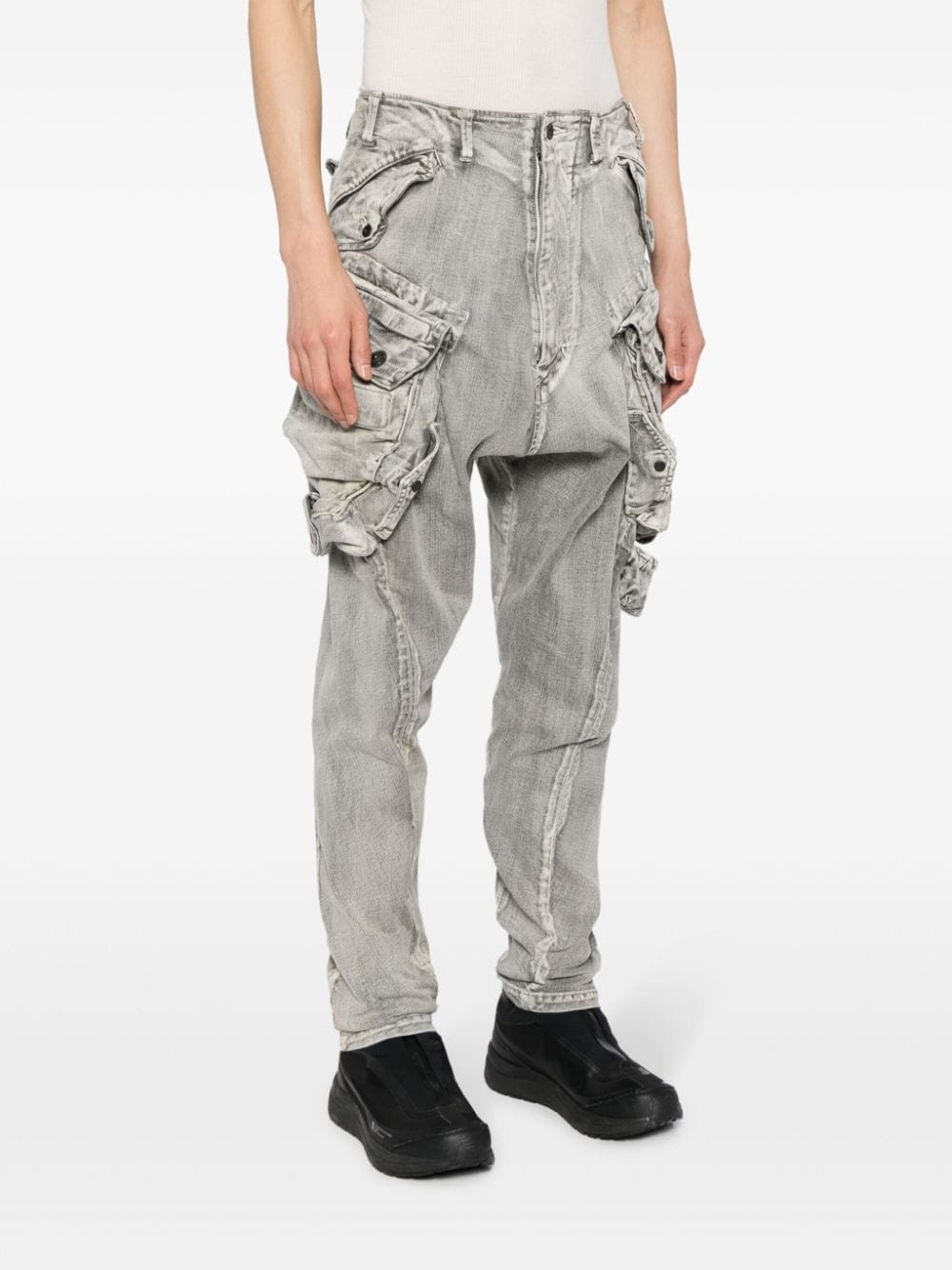 Plaster cargo drop-crotch jeans - 3