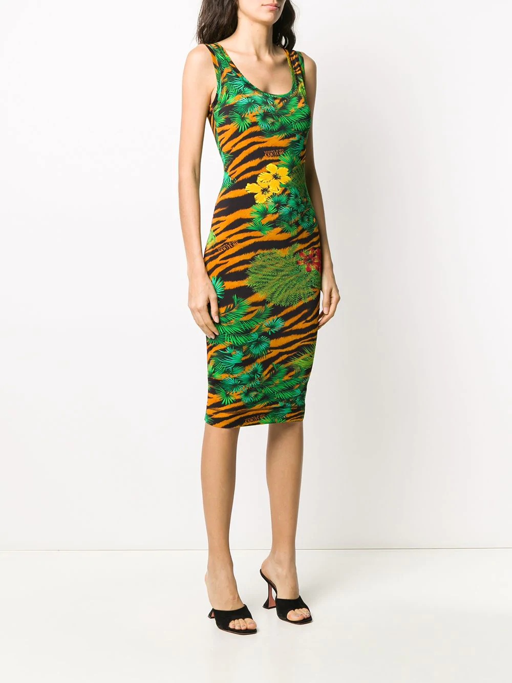 jungle-print fitted dress - 3