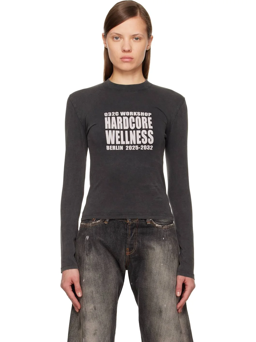 Black "Hardcore Wellness" Tight Longsleeve T-shirt - 1