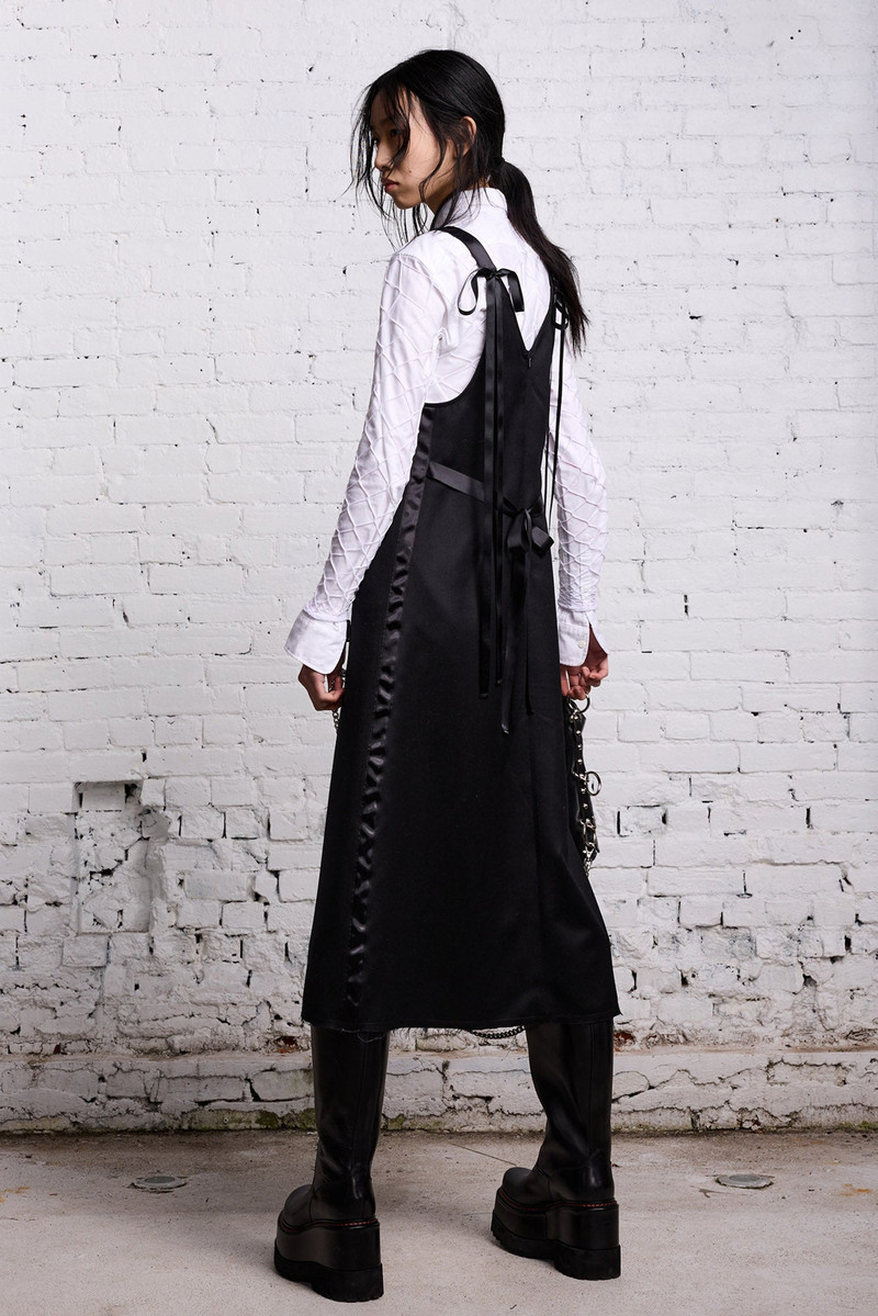 R13 TAPE TIE GRUNGE SLIP - BLACK AND SATIN outlook