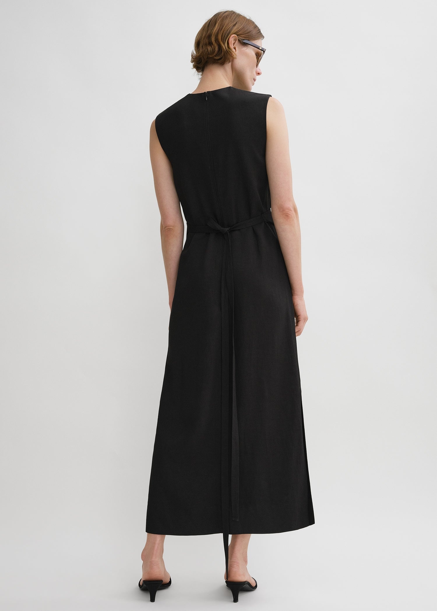 Fluid tie-waist dress black - 4