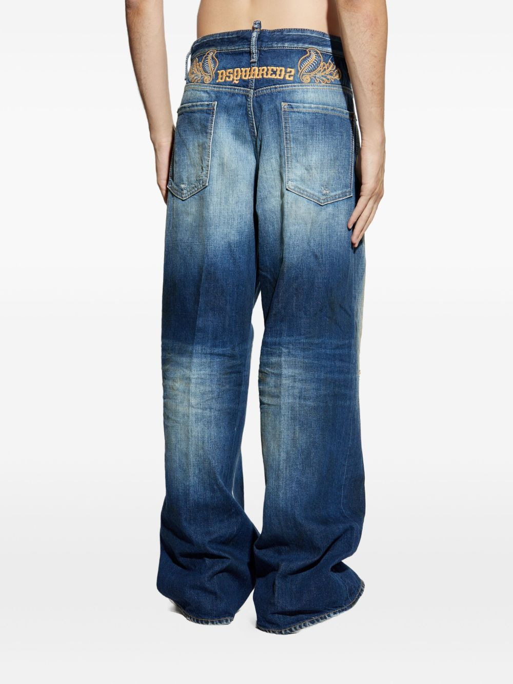 distressed embroidered jeans - 4