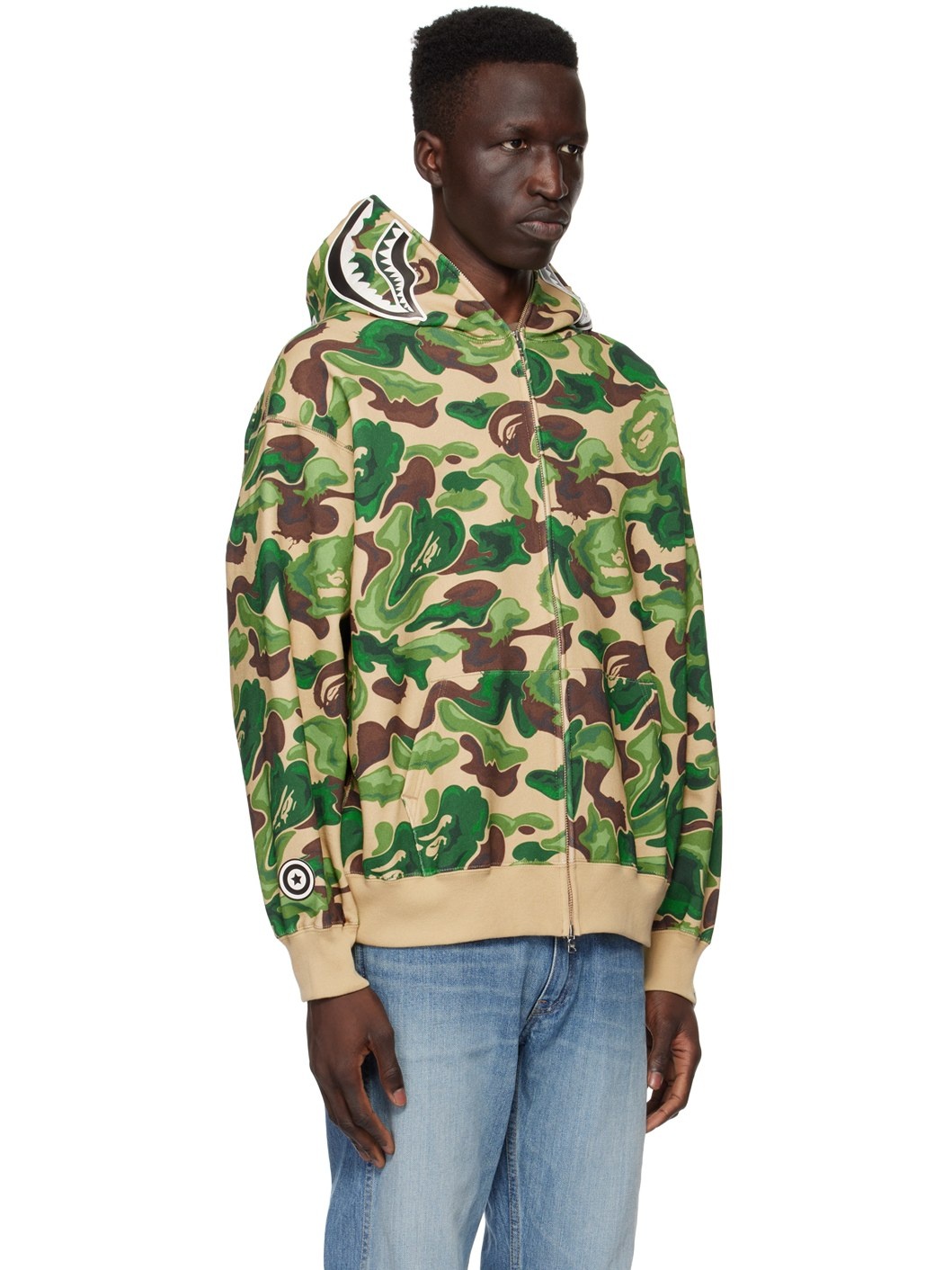 Green Art Camo Shark Hoodie - 2