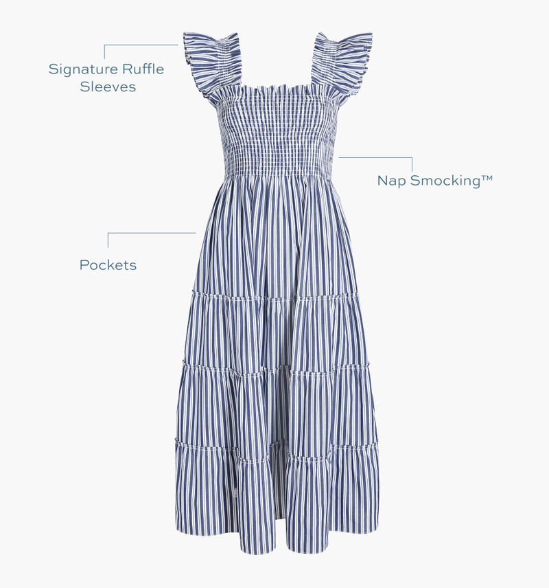 The Ellie Nap Dress - Navy Stripe 1