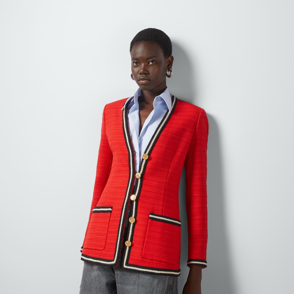 Wool jacket with braided ribbon trim - 5