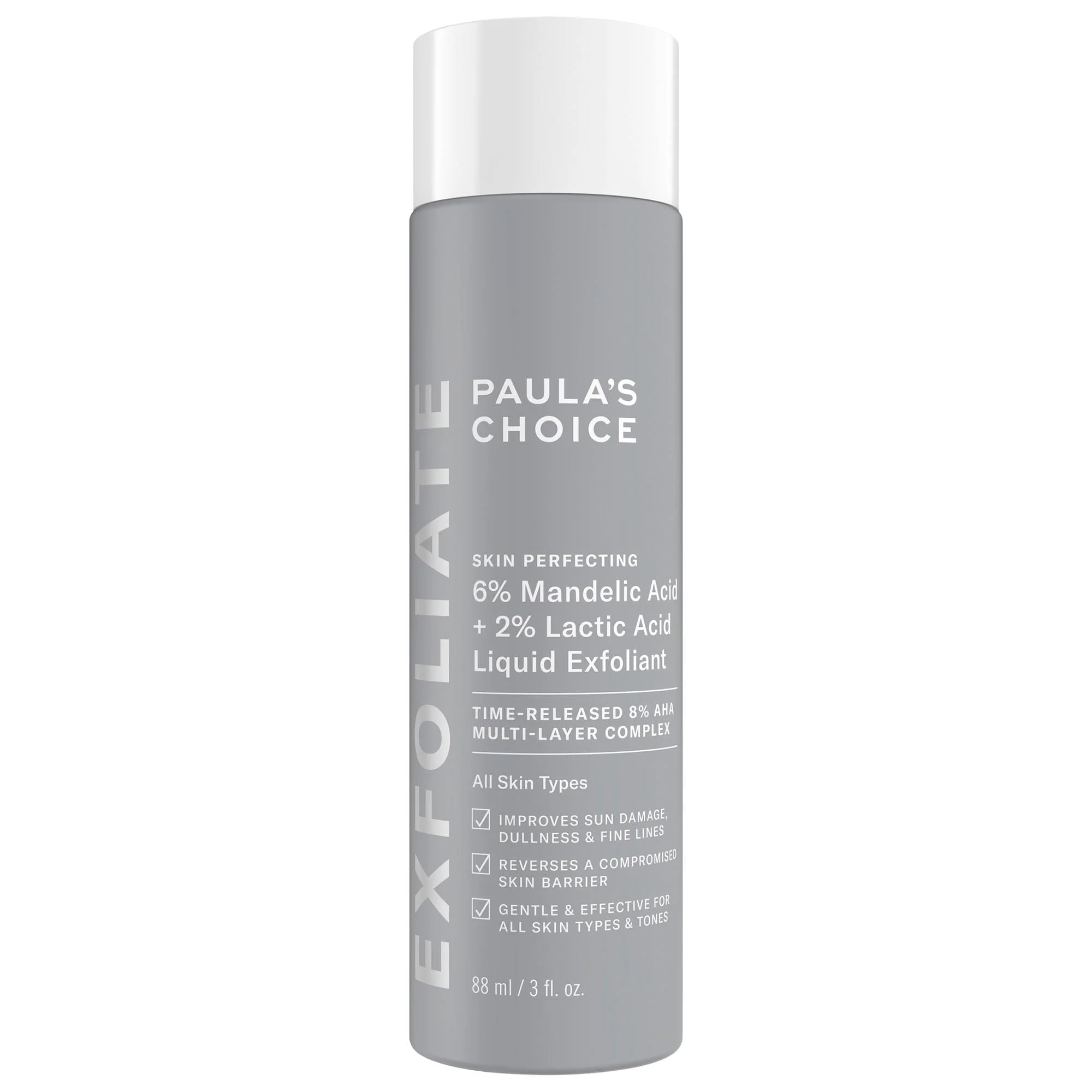 6% Mandelic Acid + 2% Lactic Acid AHA Liquid Exfoliant for Dark Spots, Textured Skin - 1
