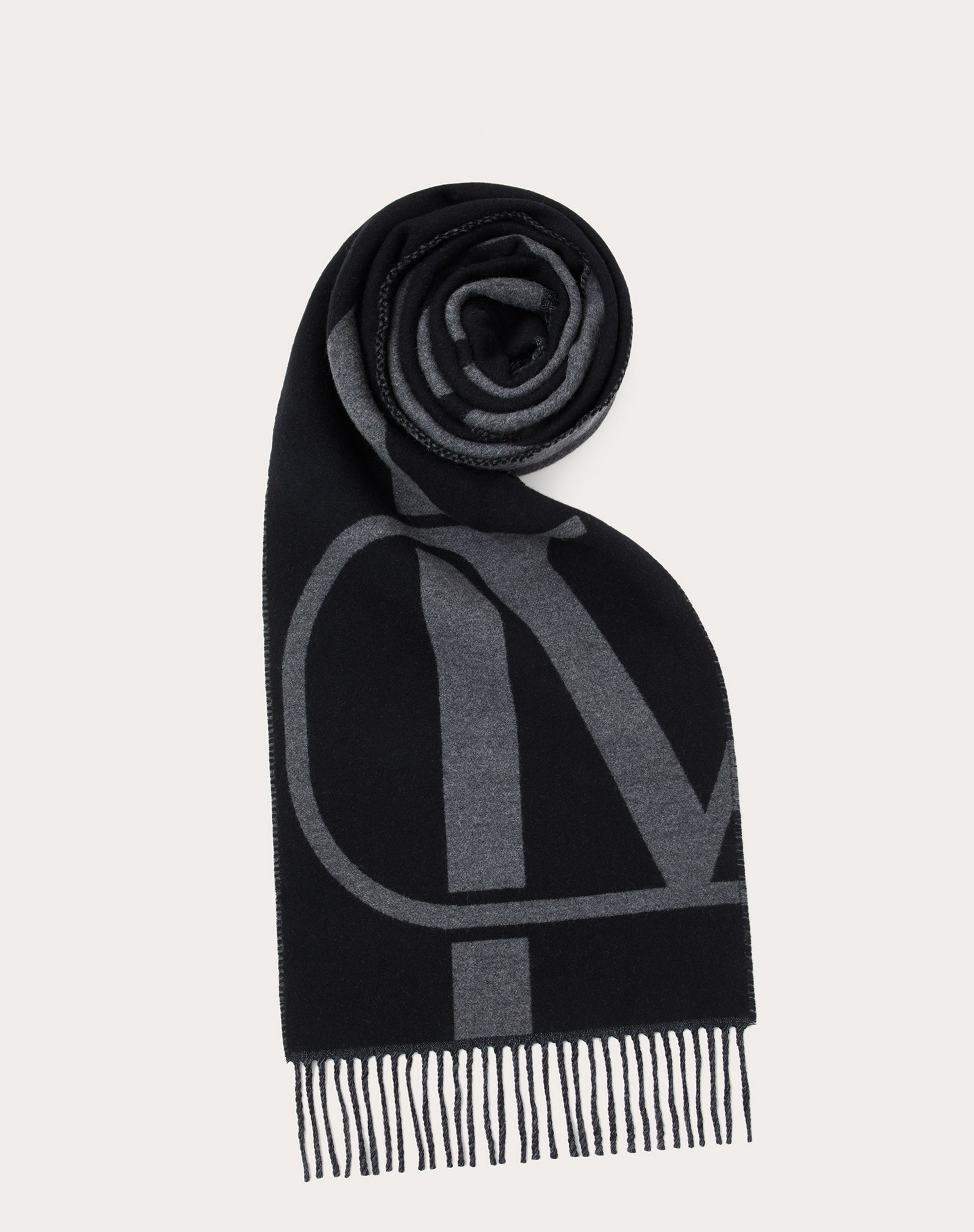 Cashmere and Wool VLogo Jacquard Scarf 35x180 cm - 1