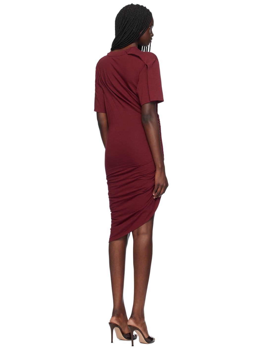 Red Draped Pierced Minidress - 3